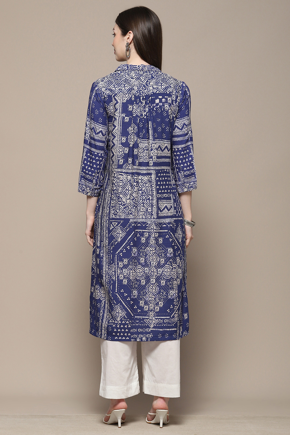 Indigo Rayon Straight Kurta image number 3