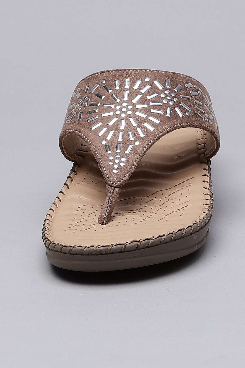 Cream Synthetic Suede Sandals image number 5