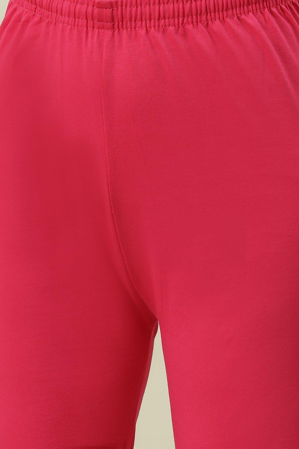Fuschia Cotton Blend Solid Churidar image number 1