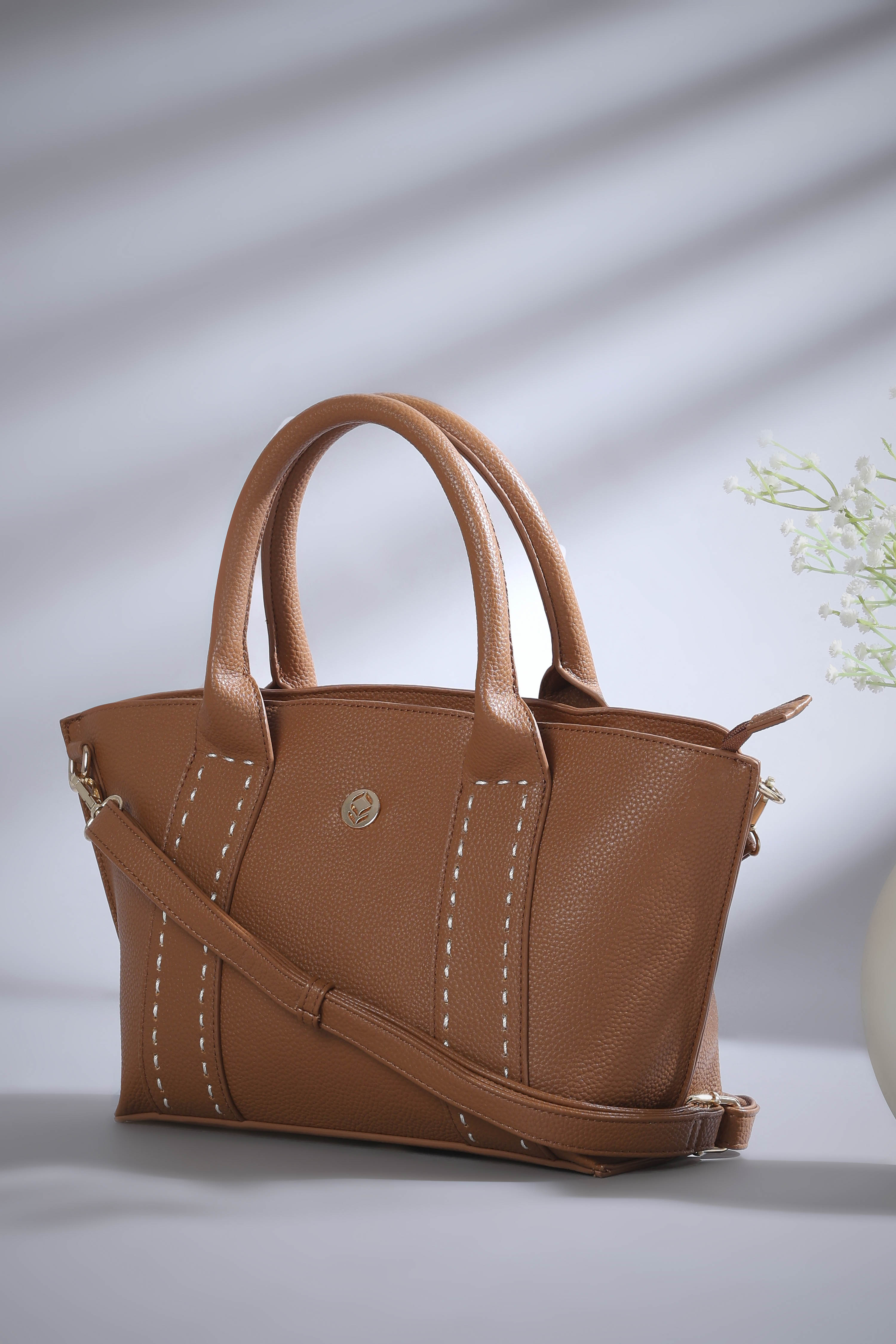 Tan PU Handbag image number 0