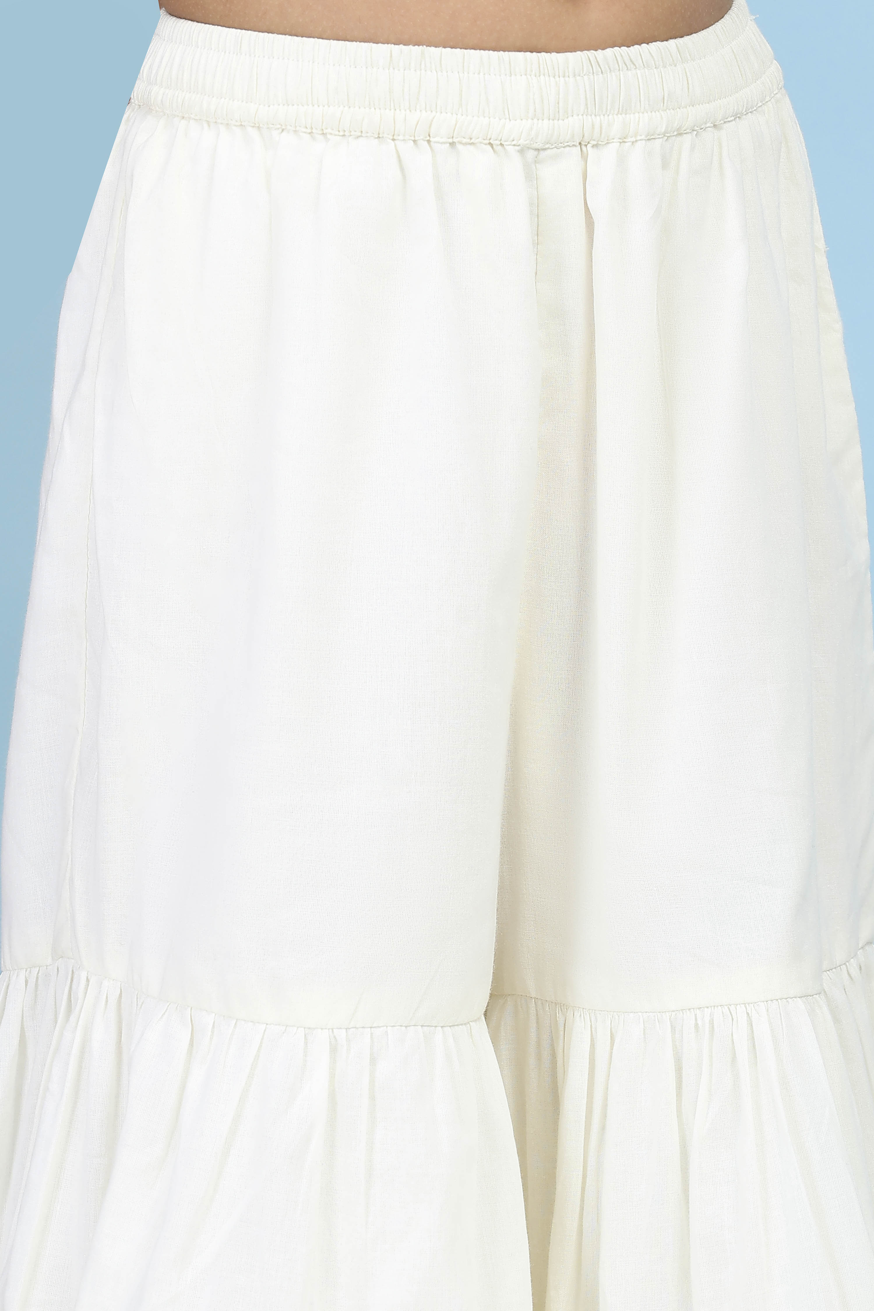 White Poly Chanderi Sequin Embroidered Straight Suit Set image number 2