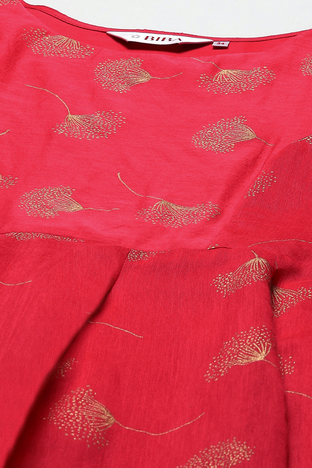 Pink Cotton Blend Flared Printed Dress image number 1