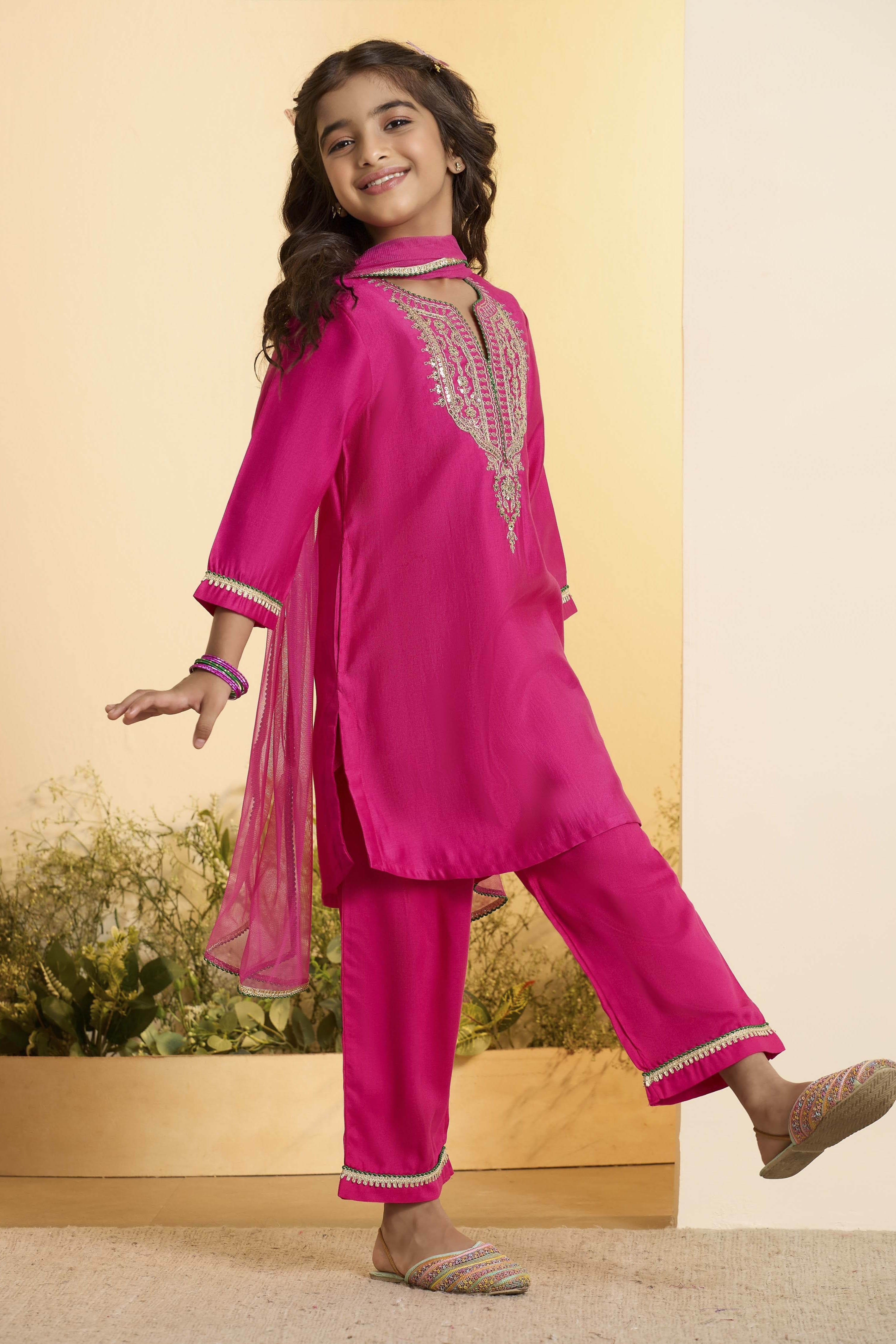 Pink Yoke Design A-Line Kurta Set image number 5