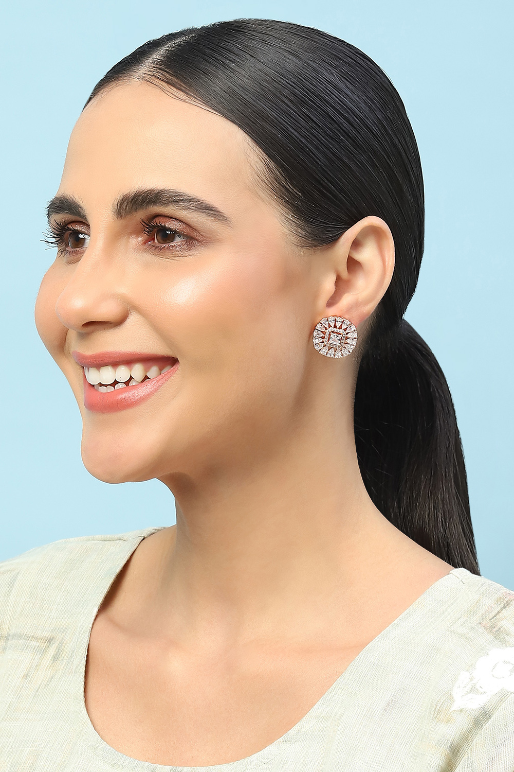 Rose Gold Brass Earrings image number 3