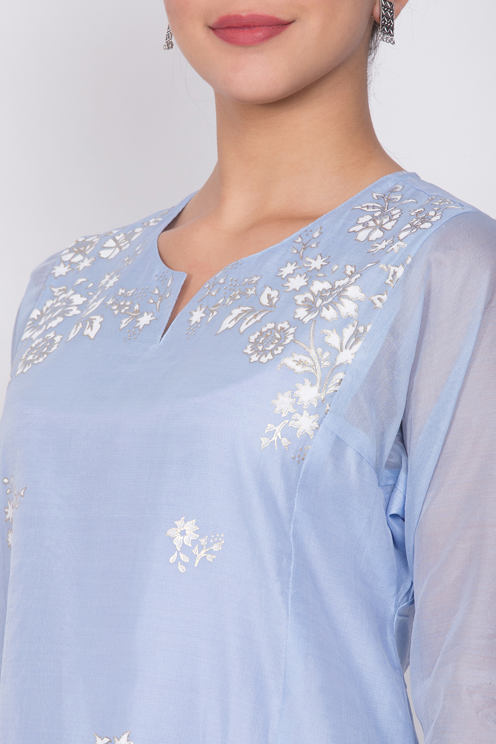 Blue Poly Cotton Straight Kurta image number 1