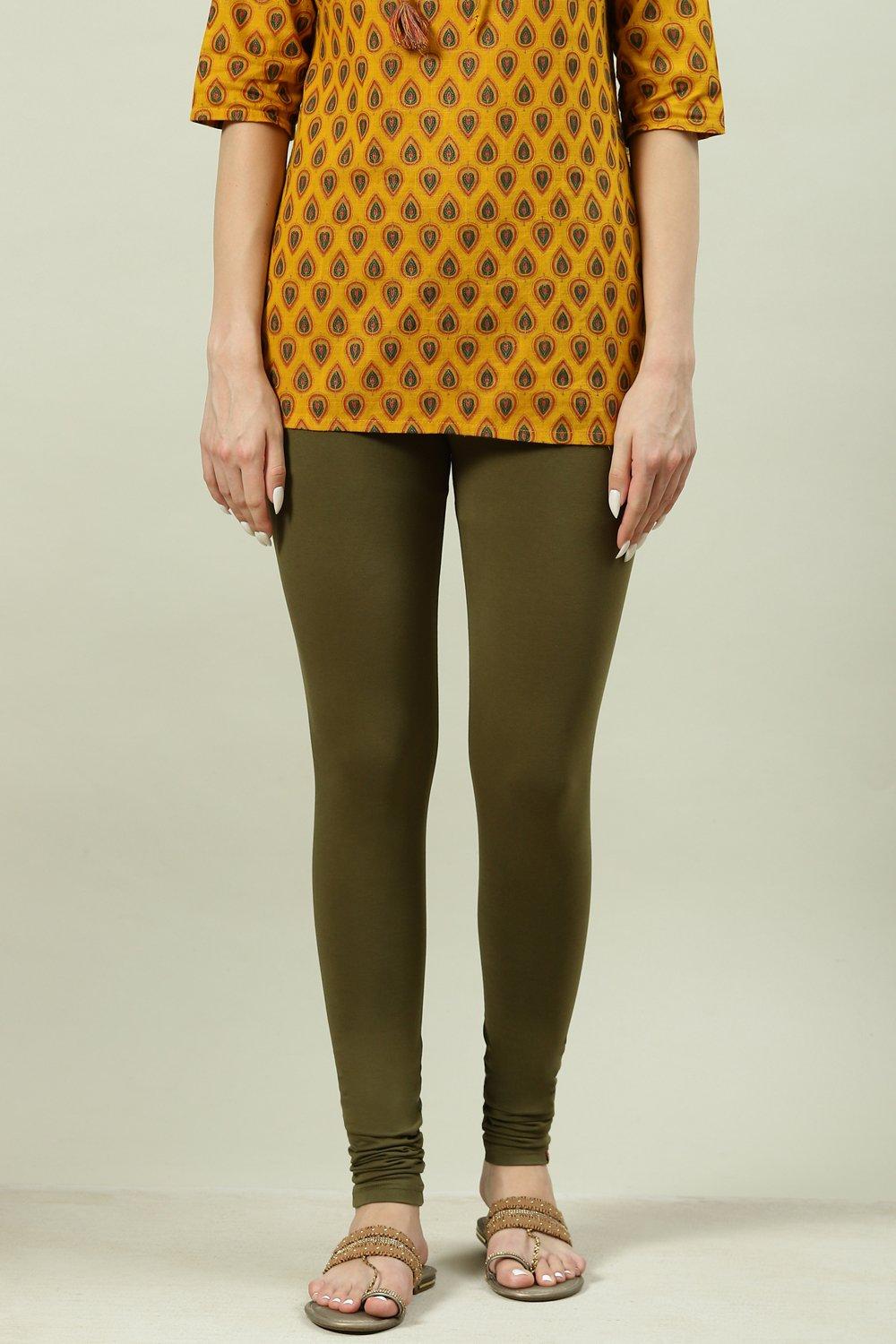Camel Cotton Blend Solid Churidar image number 0