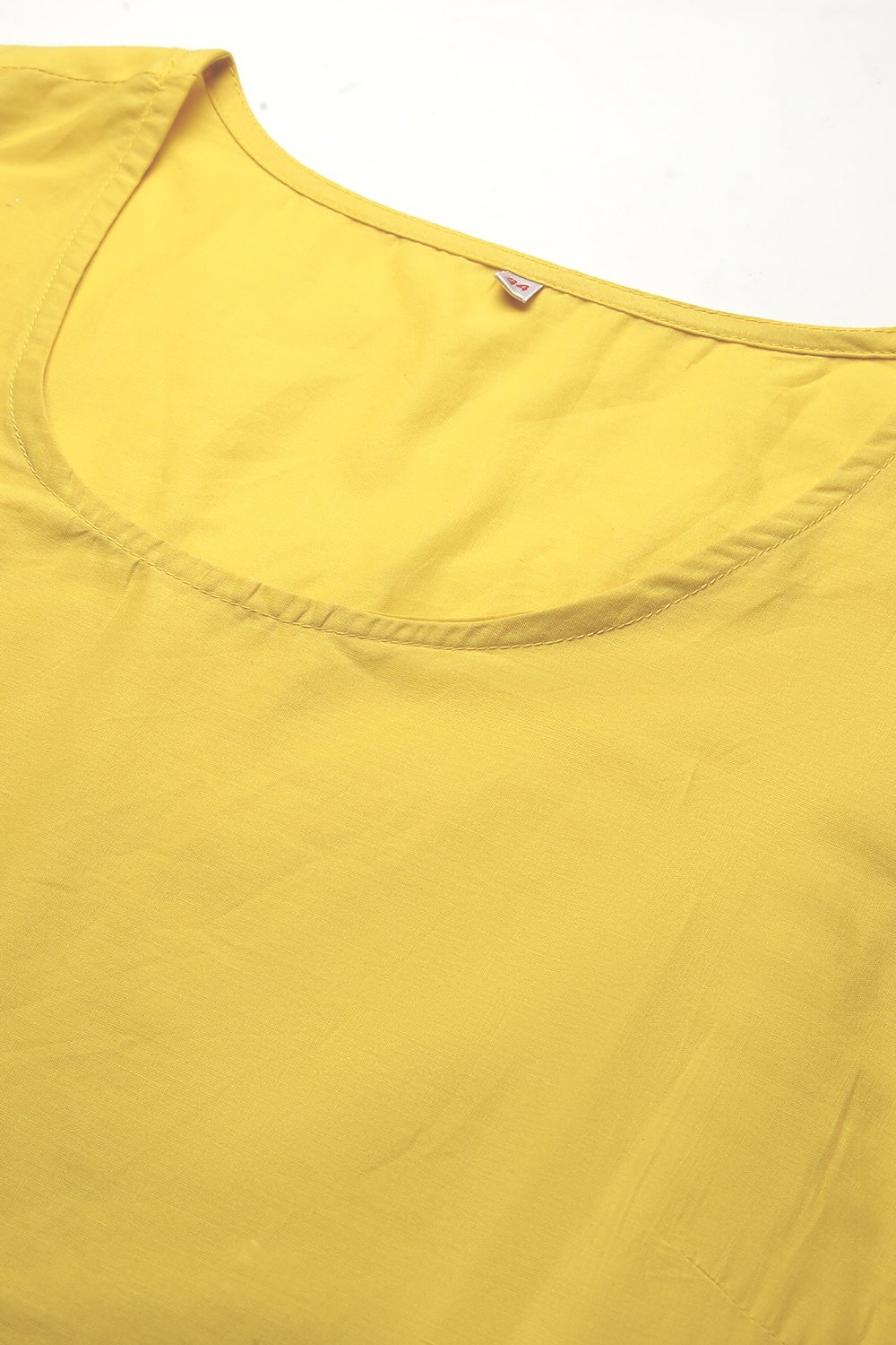Yellow Cotton Double Layered Printed Kurta Dress image number 2