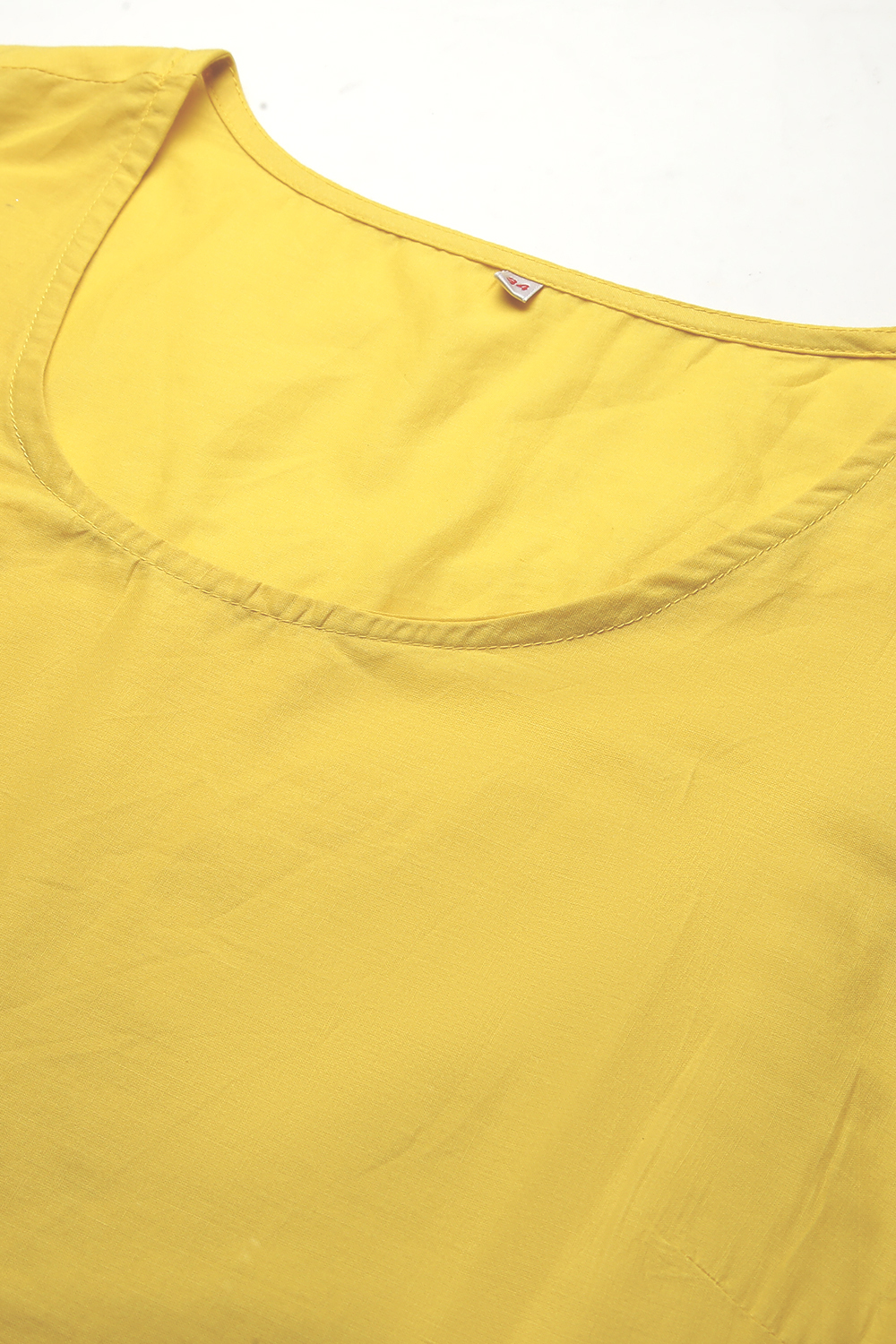 Yellow Cotton Double Layered Printed Kurta Dress image number 2