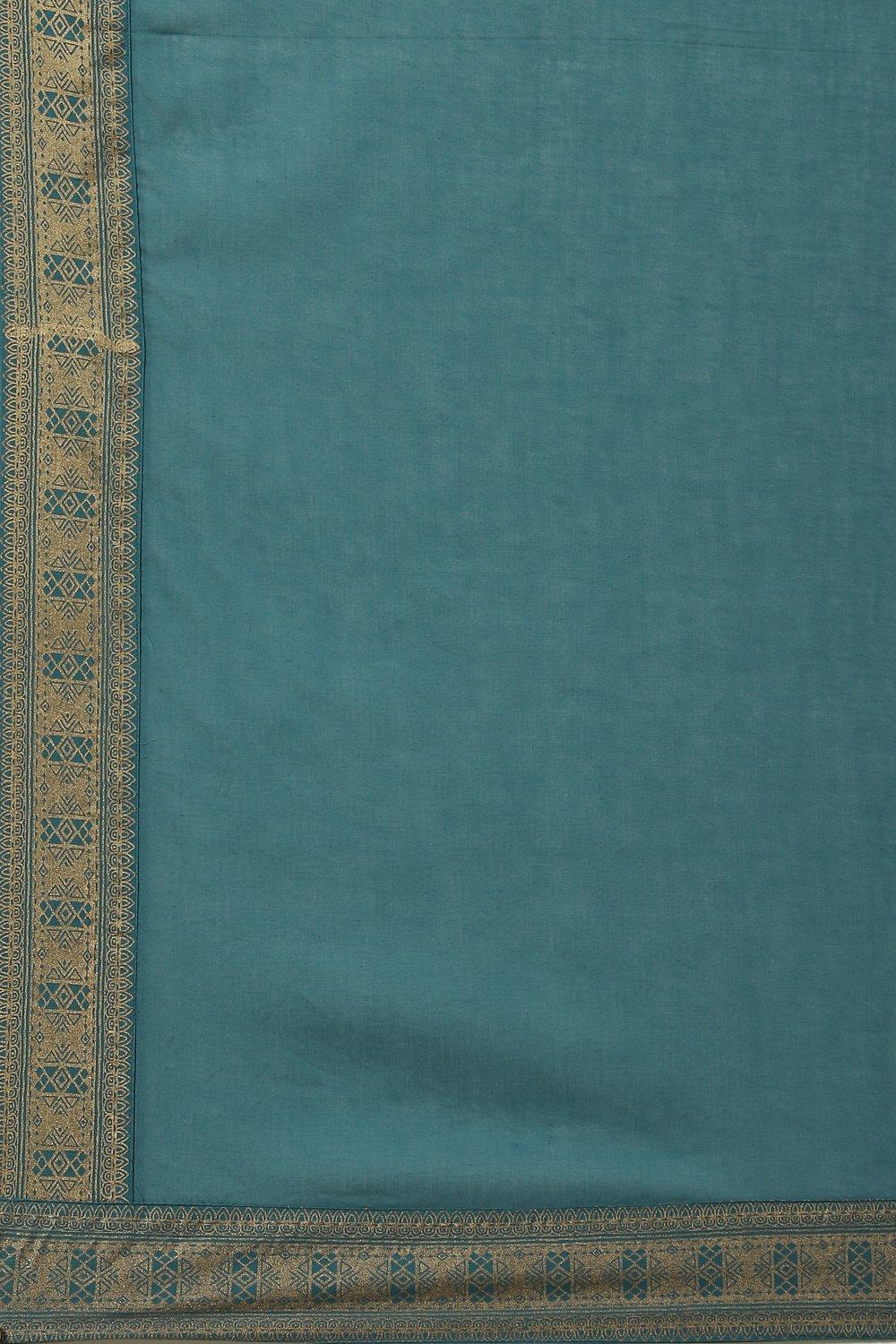 Bottle Blue Printed Cotton Straight Suit Set image number 3