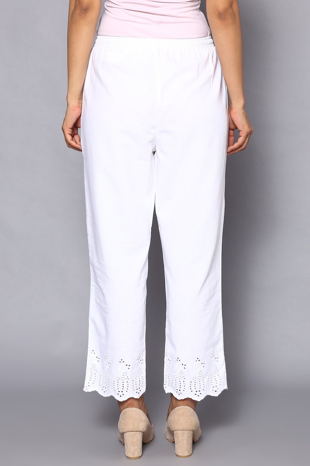 White Cotton Ankle Length Pants image number 5