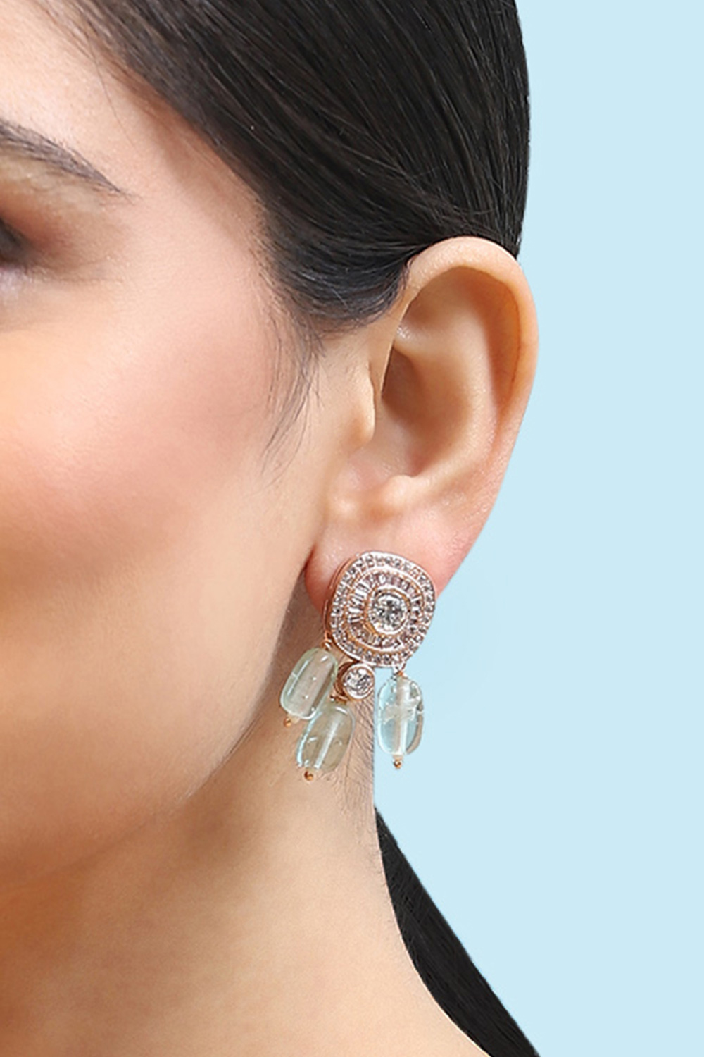 Mint Green Brass Earrings image number 1