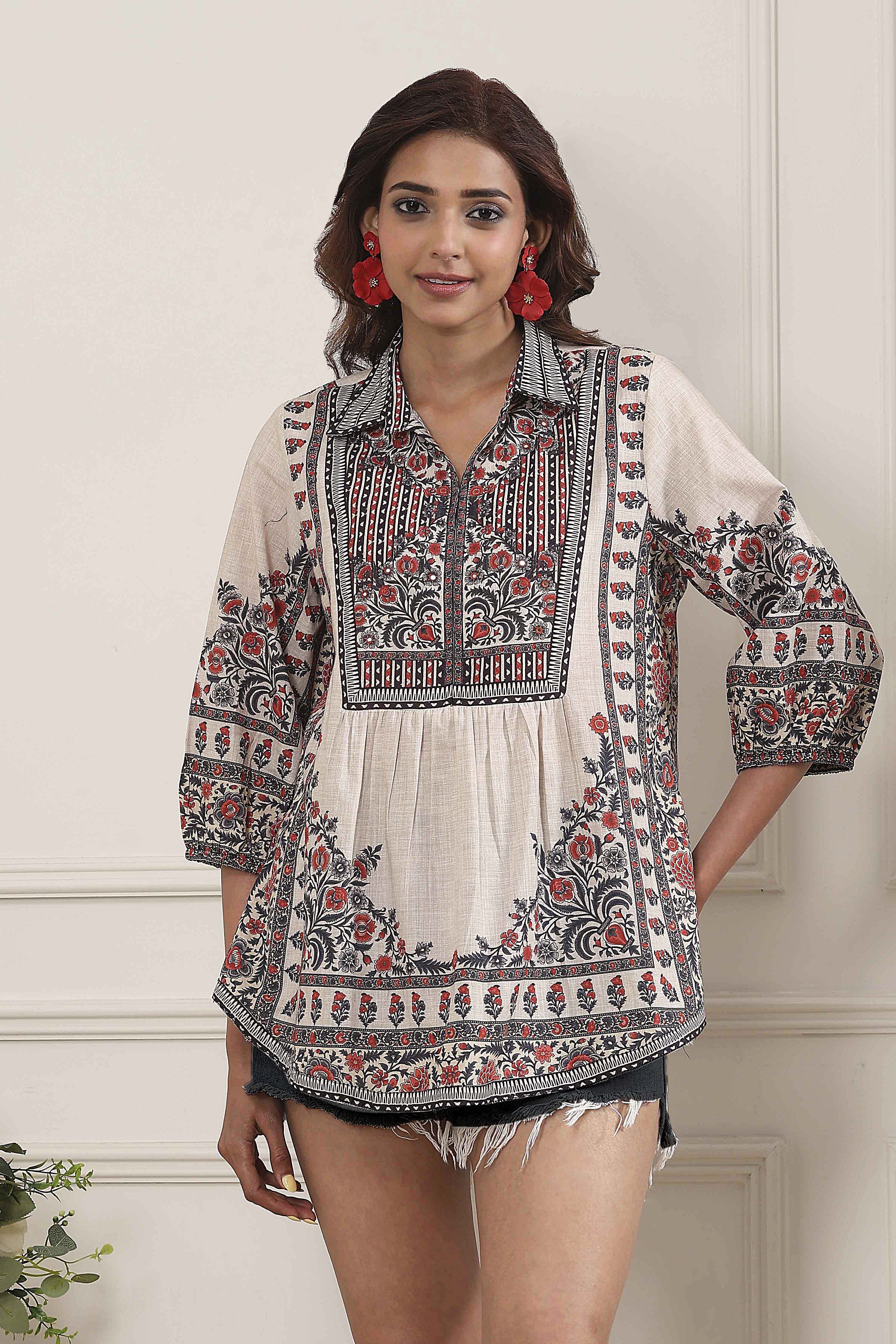 Brown Cotton Straight Shirt image number 5