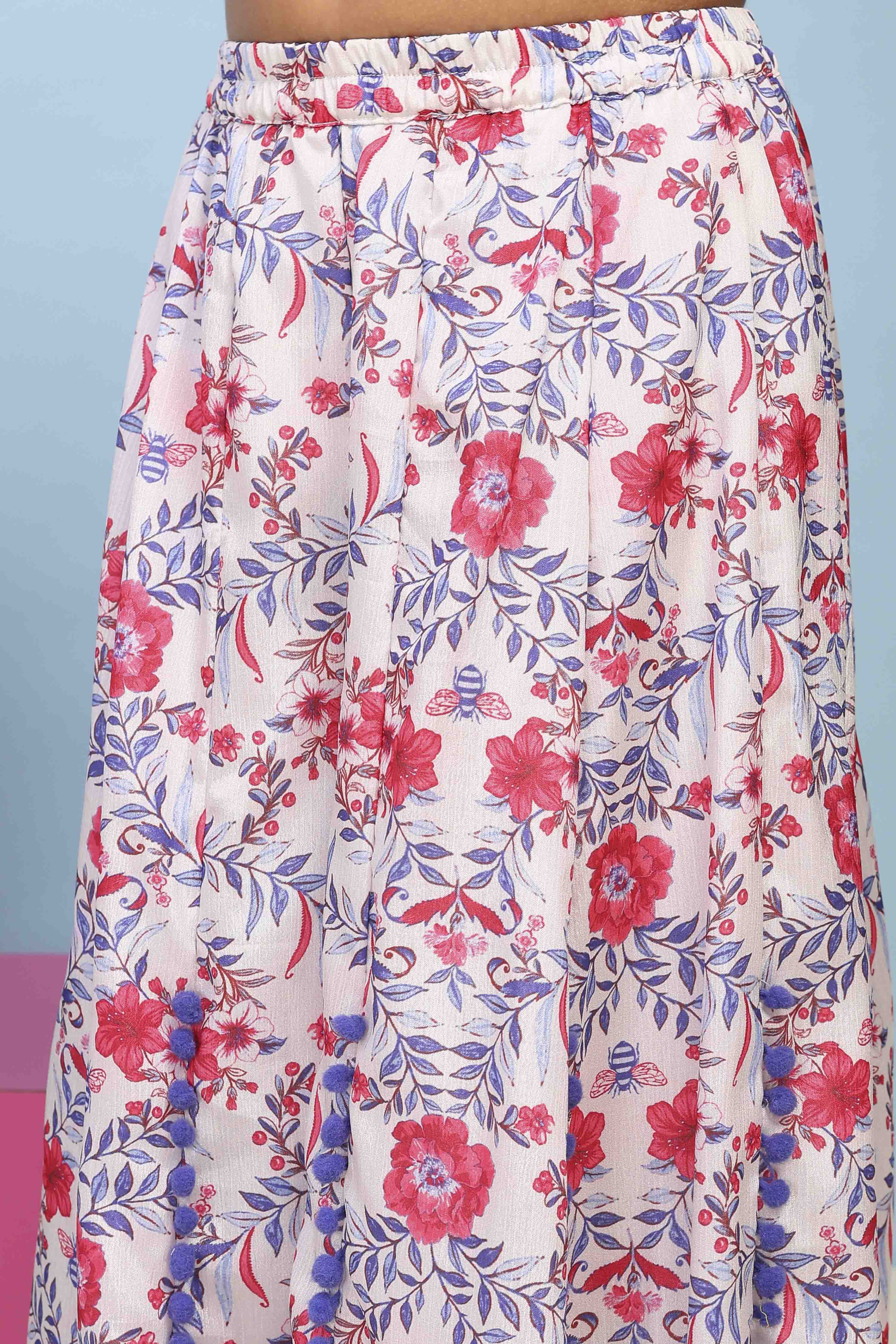 White Poly Chinon Printed Regular Suit Set image number 2
