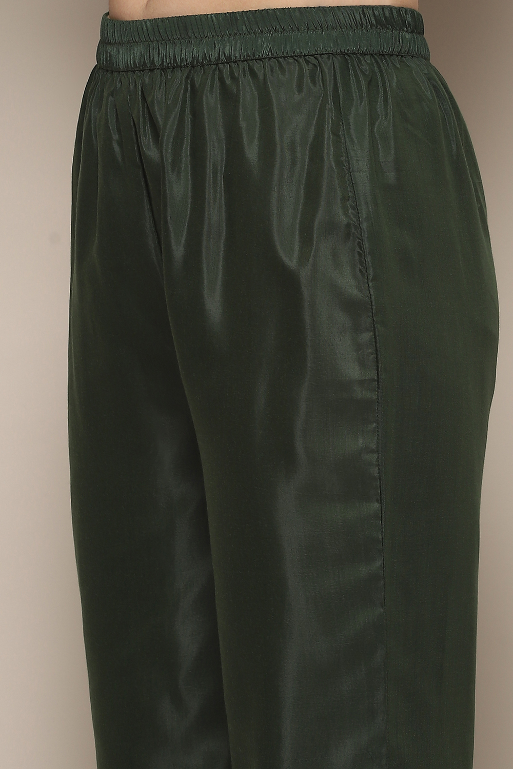 Olive Cotton Unstitched Suit set image number 3