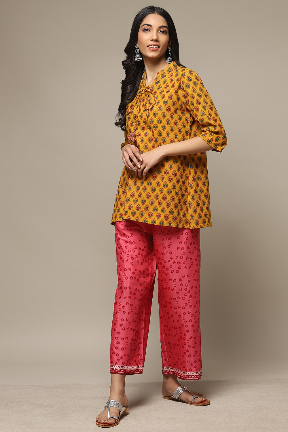 Buy Red LIVA Relaxed Palazzo for INR779.40 |Biba India