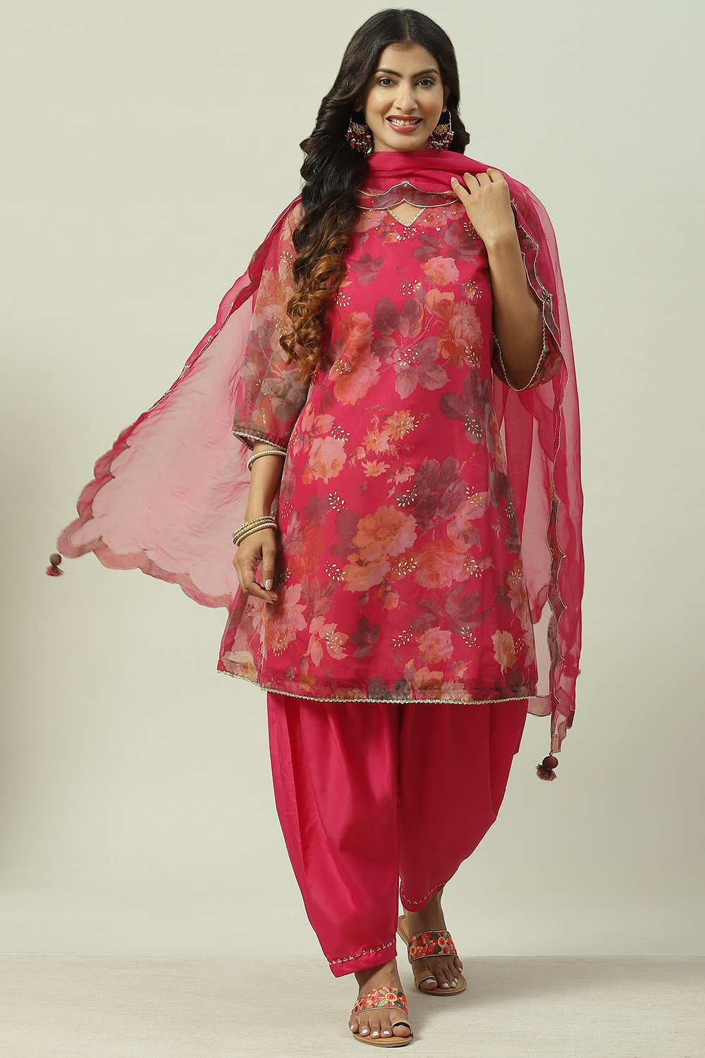 Magenta Art Silk Straight Kurta Salwar Suit Set image number 7