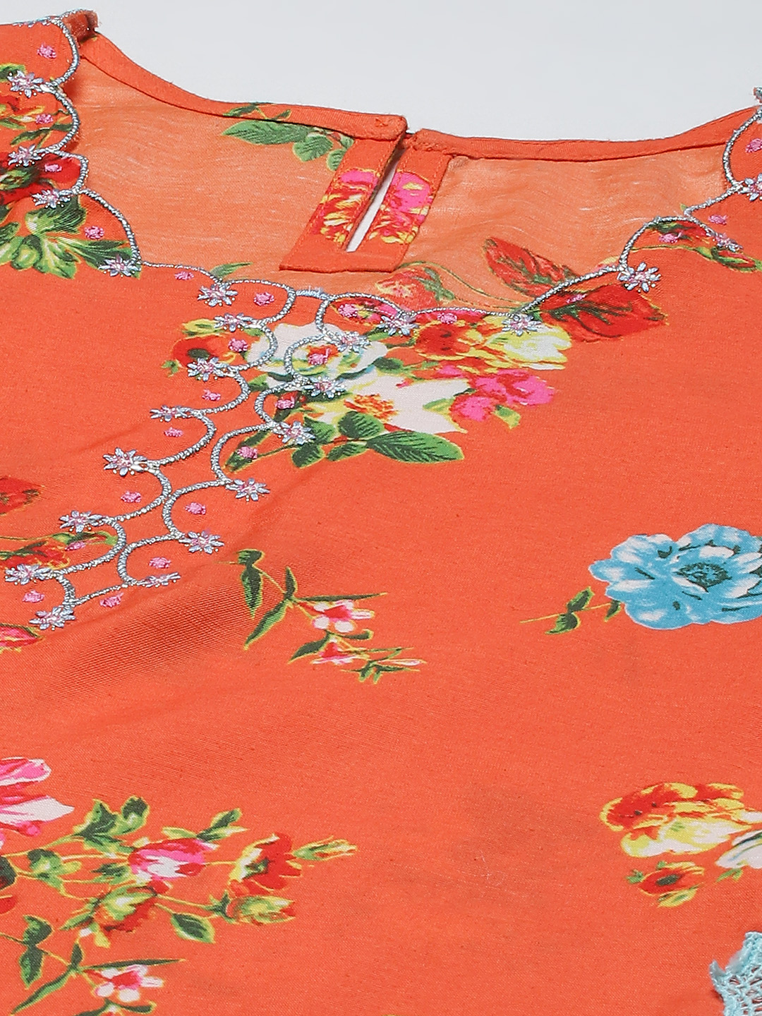 Orange Art Silk Straight Kurta Regular Pant Suit Set image number 1