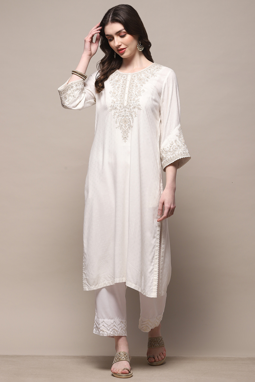 White Rayon Straight Kurta image number 0