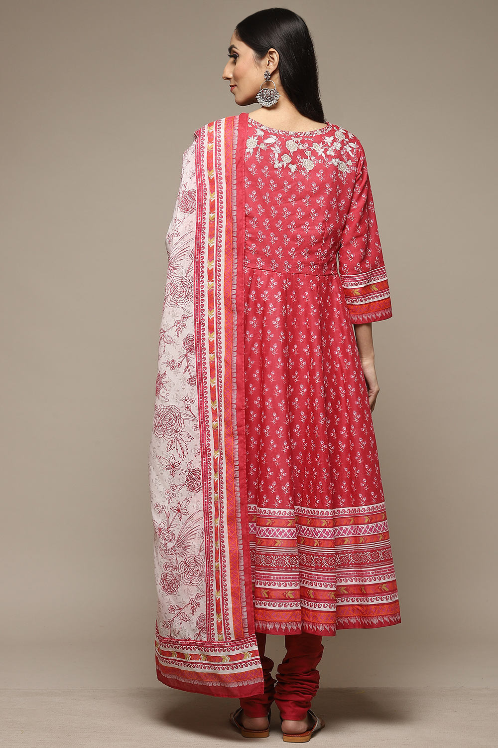 Indigo Cotton Anarkali Kurta Churidar Suit Set image number 4