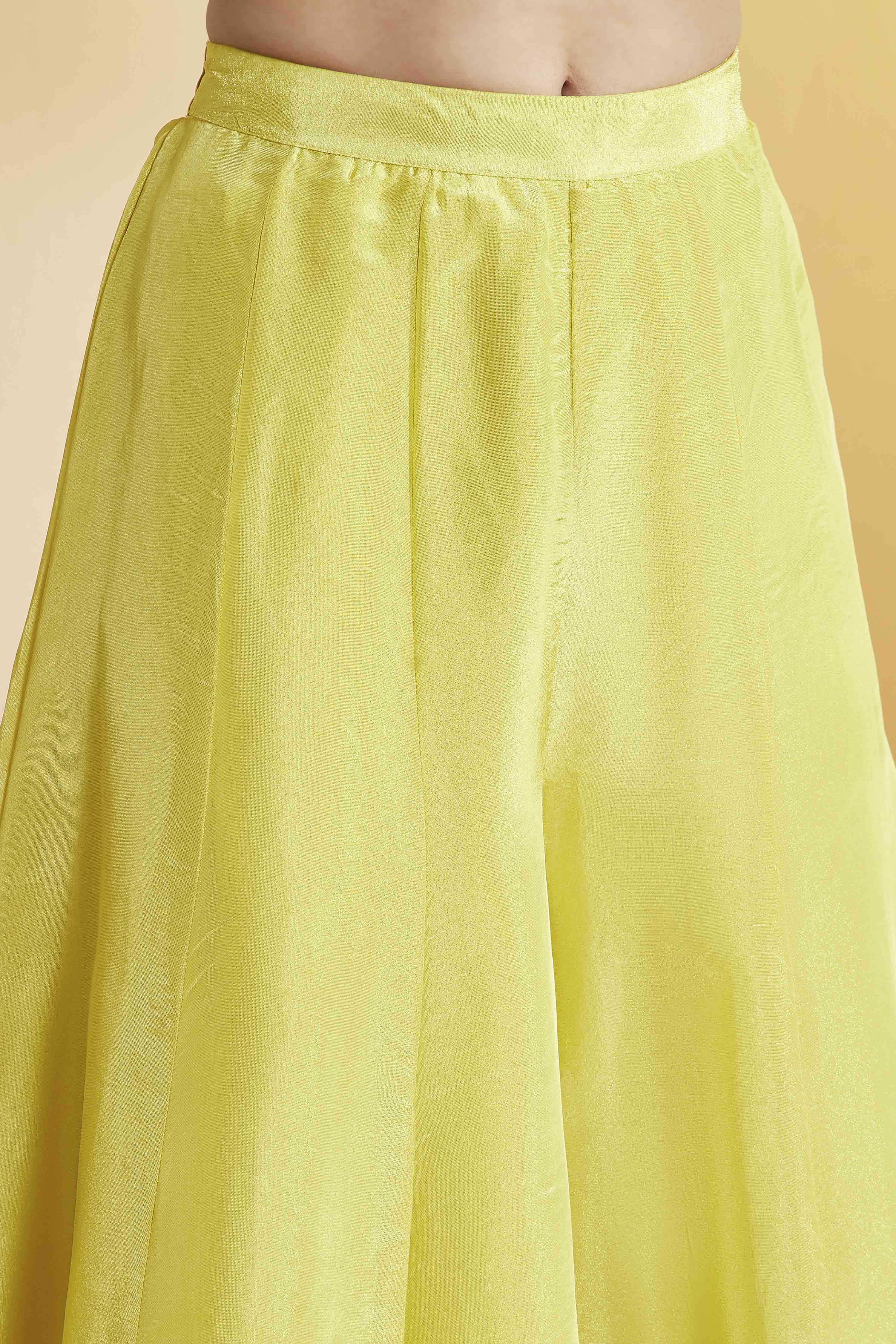 Lime Green Cotton Silk Embroidery Suit Set image number 2