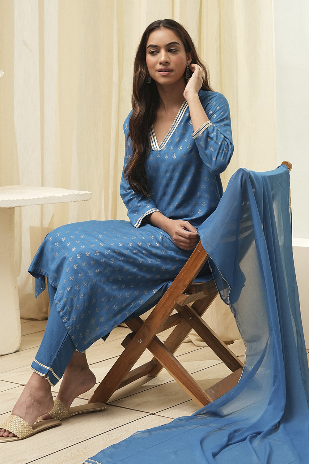 Fuschia Rayon Straight Kurta Pant Suit Set image number 0