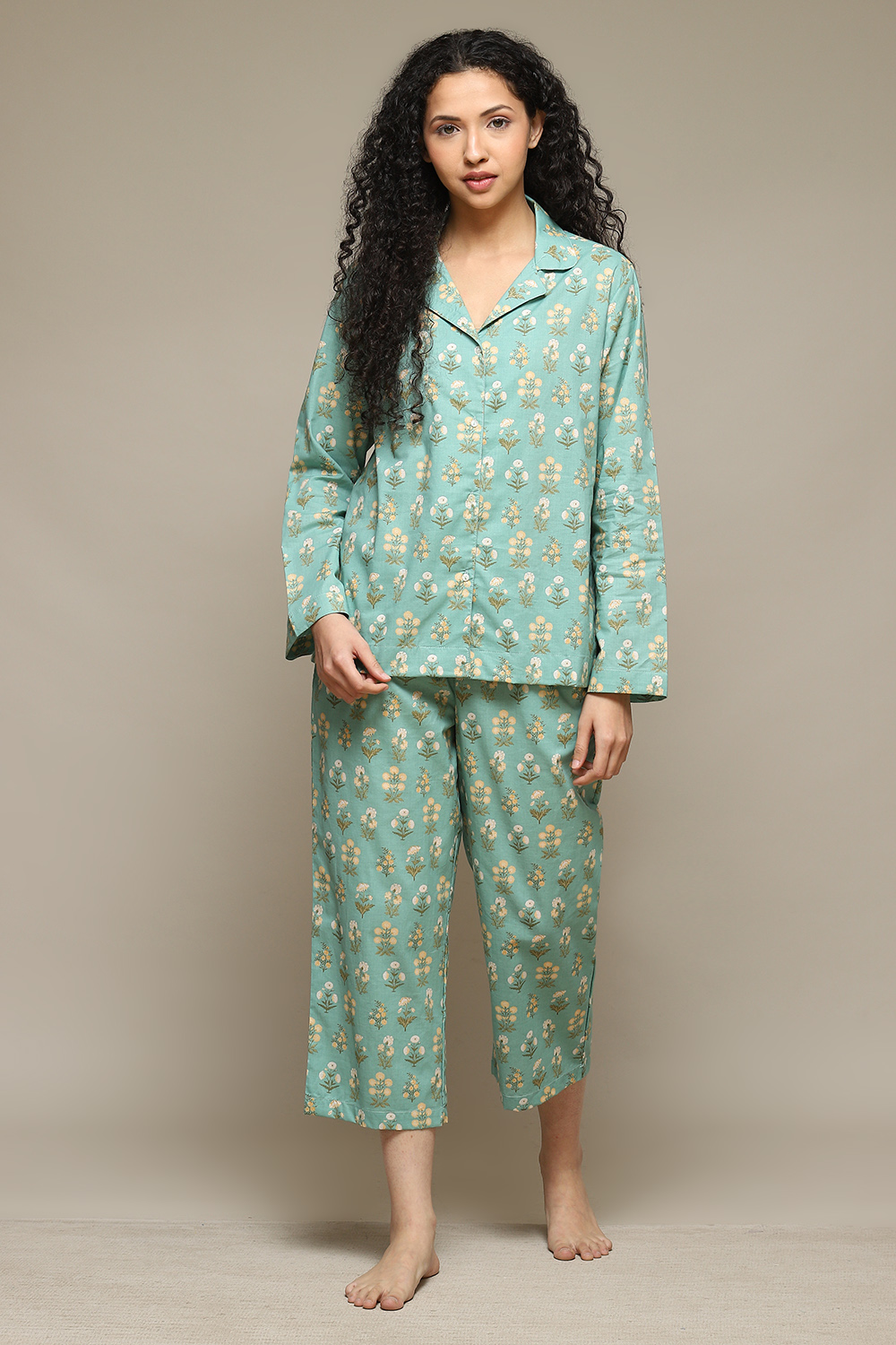 Navy Cotton Printed 2 Piece Sleepwear Set image number 6