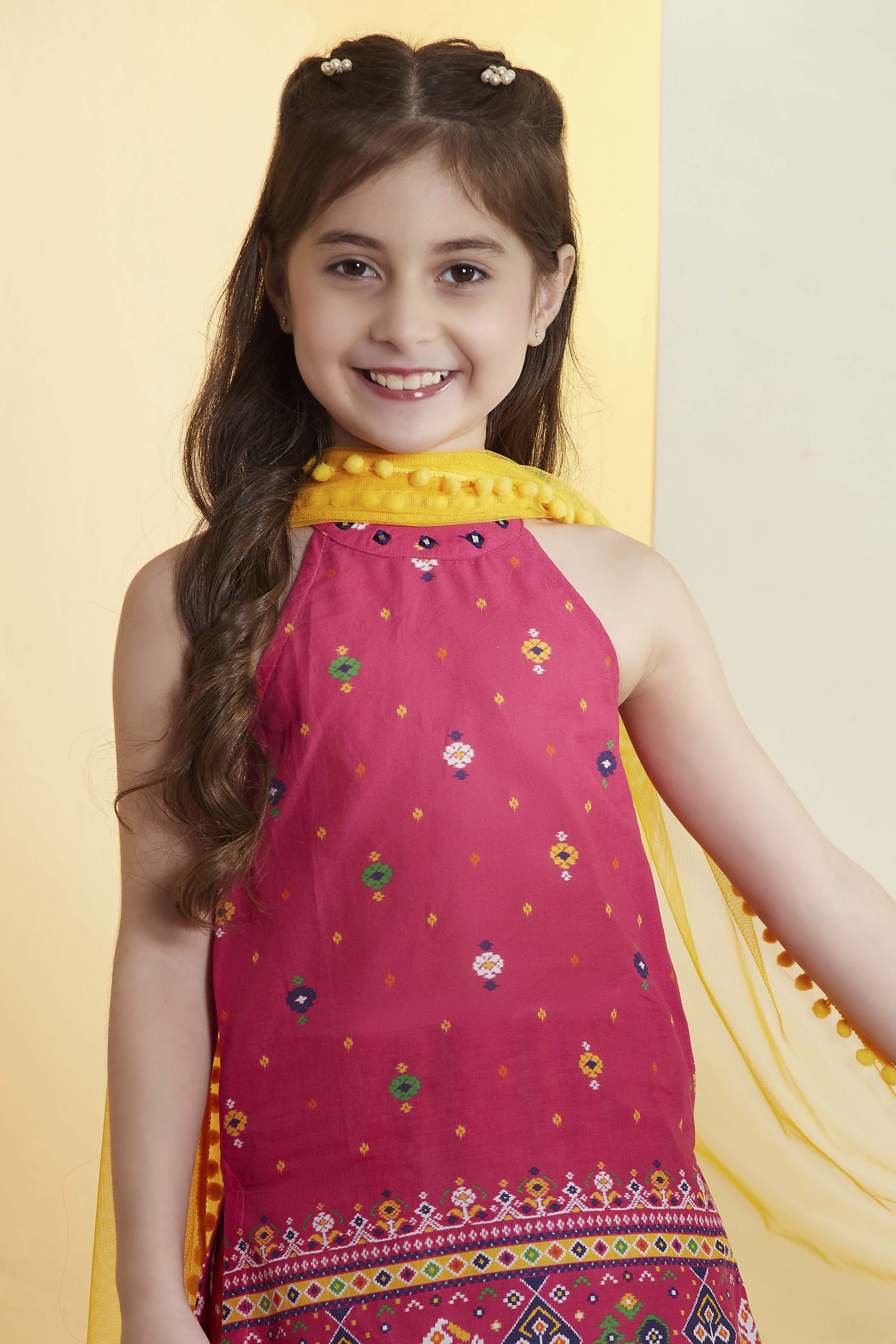 Pink Printed Straight Cotton Kurta Set image number 1