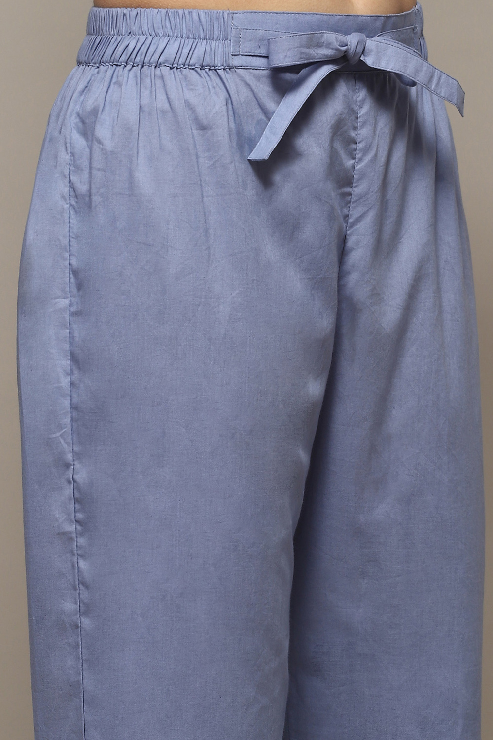 White Blue Cotton Blend Unstitched Suit set image number 3