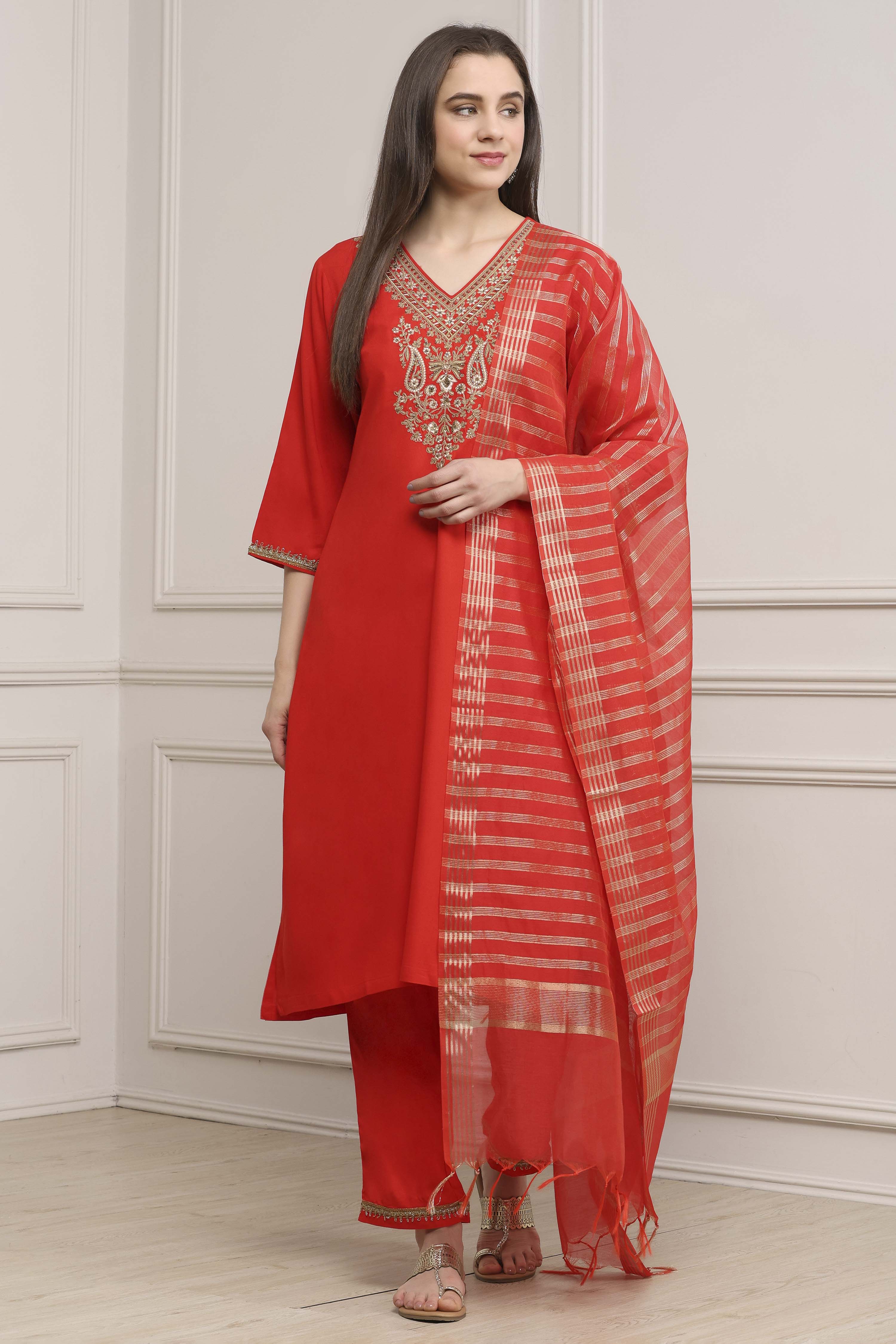 Yellow Viscose Rayon Straight Suit Set image number 0