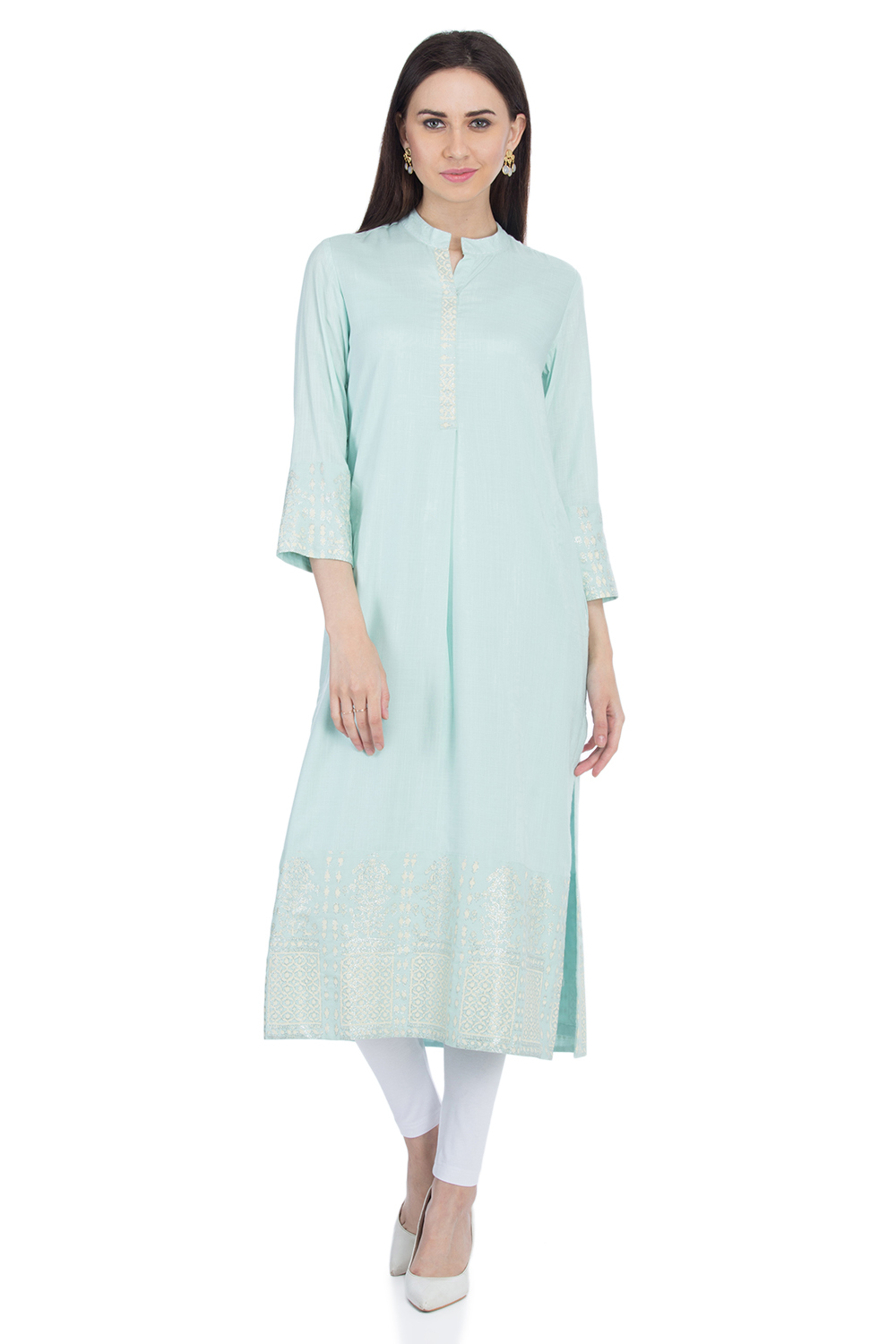 Aqua Blue Straight Yarndyed Kurta image number 0