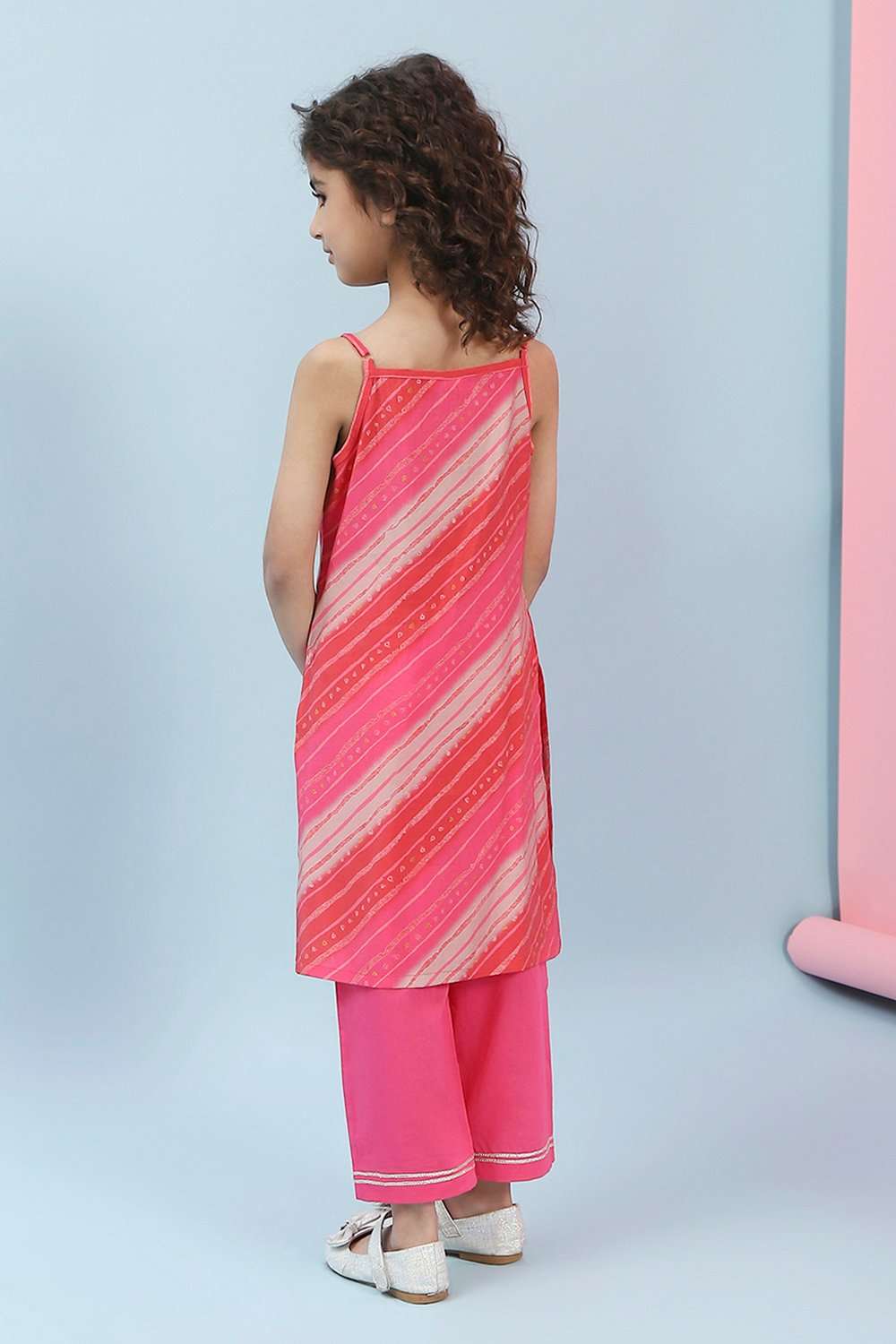 Pink Viscose Blend Kurta Pants Set image number 3