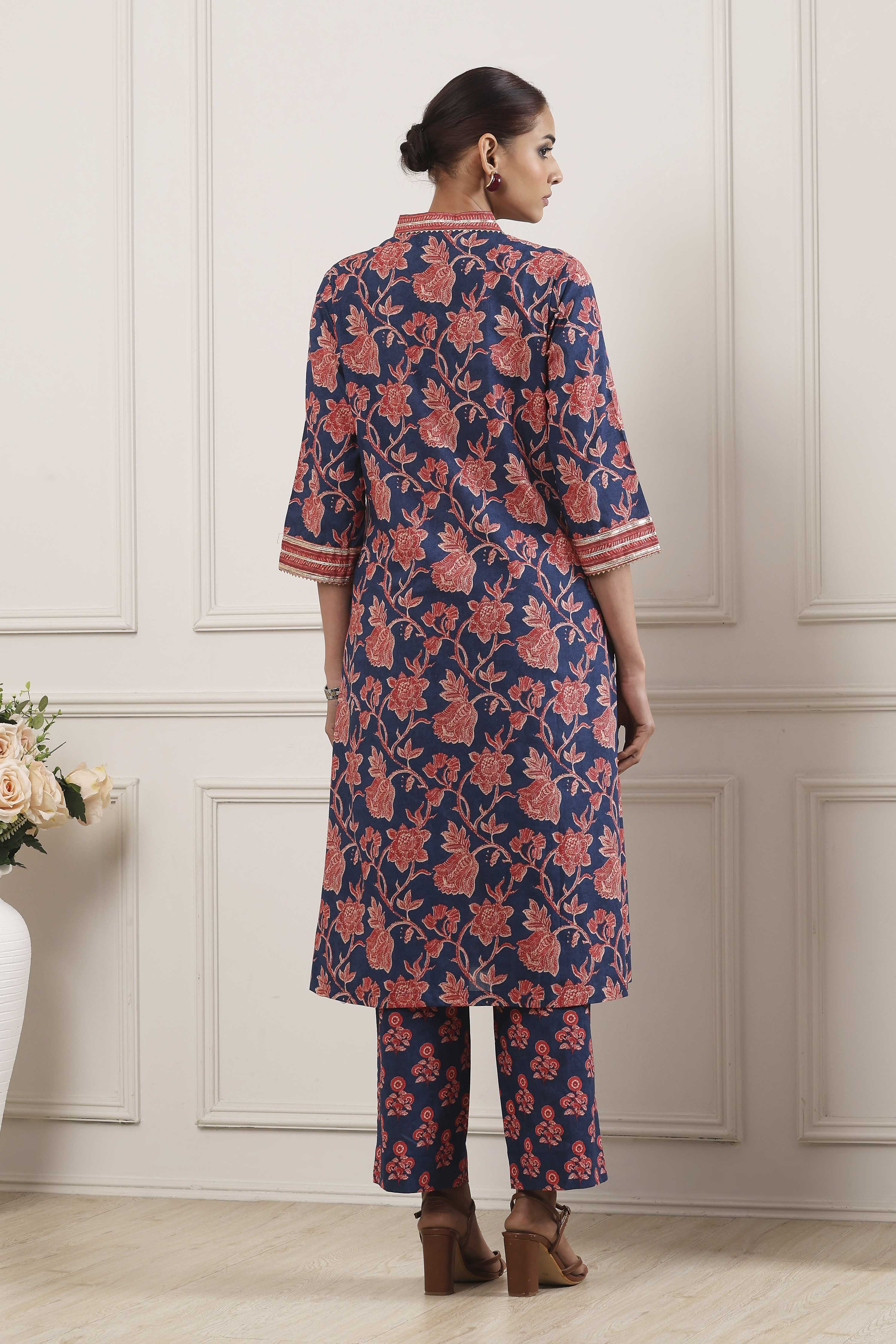 Mustard Yellow Cotton Printed Kurta Set image number 3