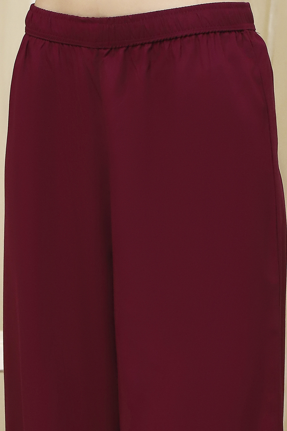 Berry Maroon Solid Straight Palazzos image number 1
