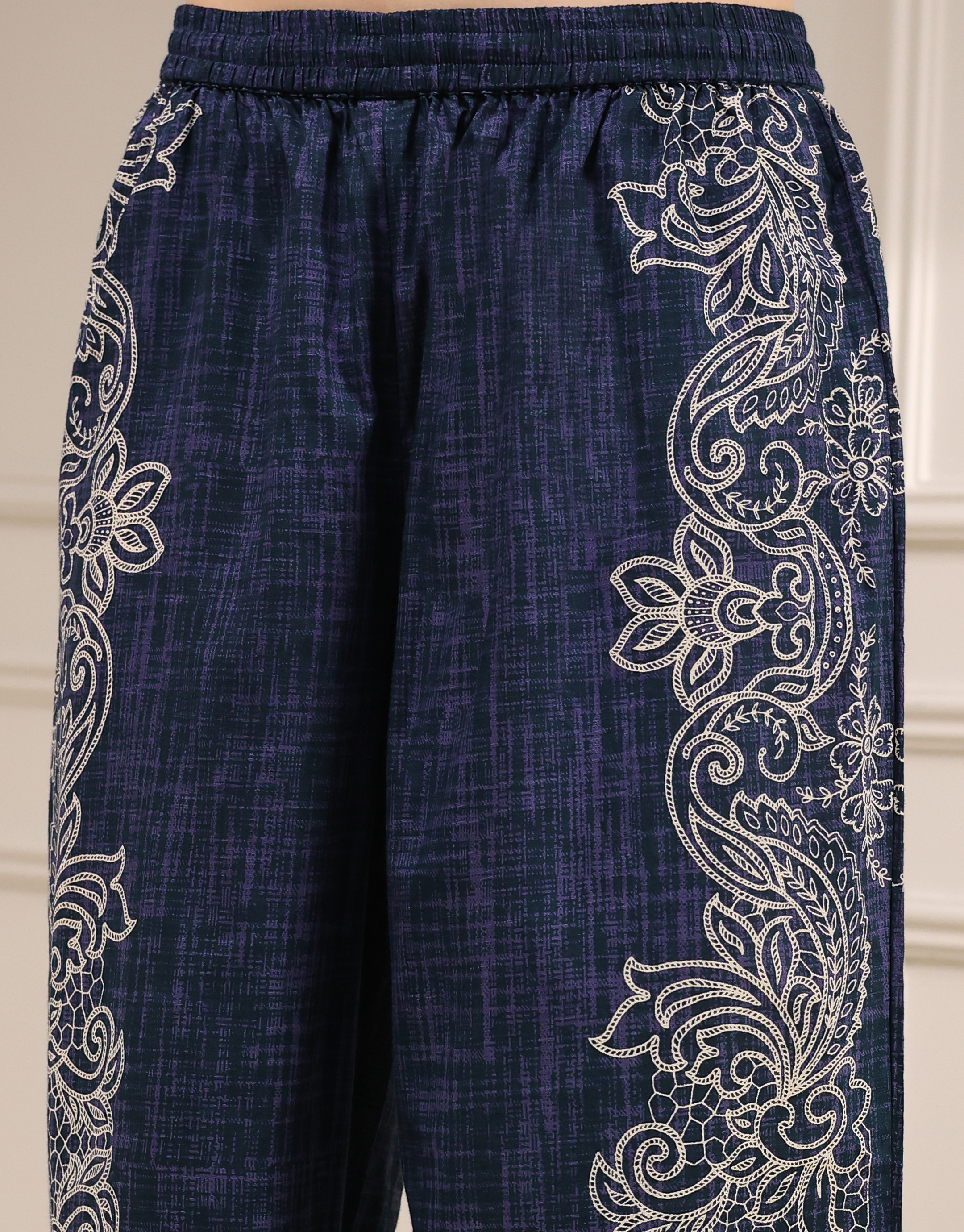 Blue Pure Cotton Printed Straight Suit Set image number 5