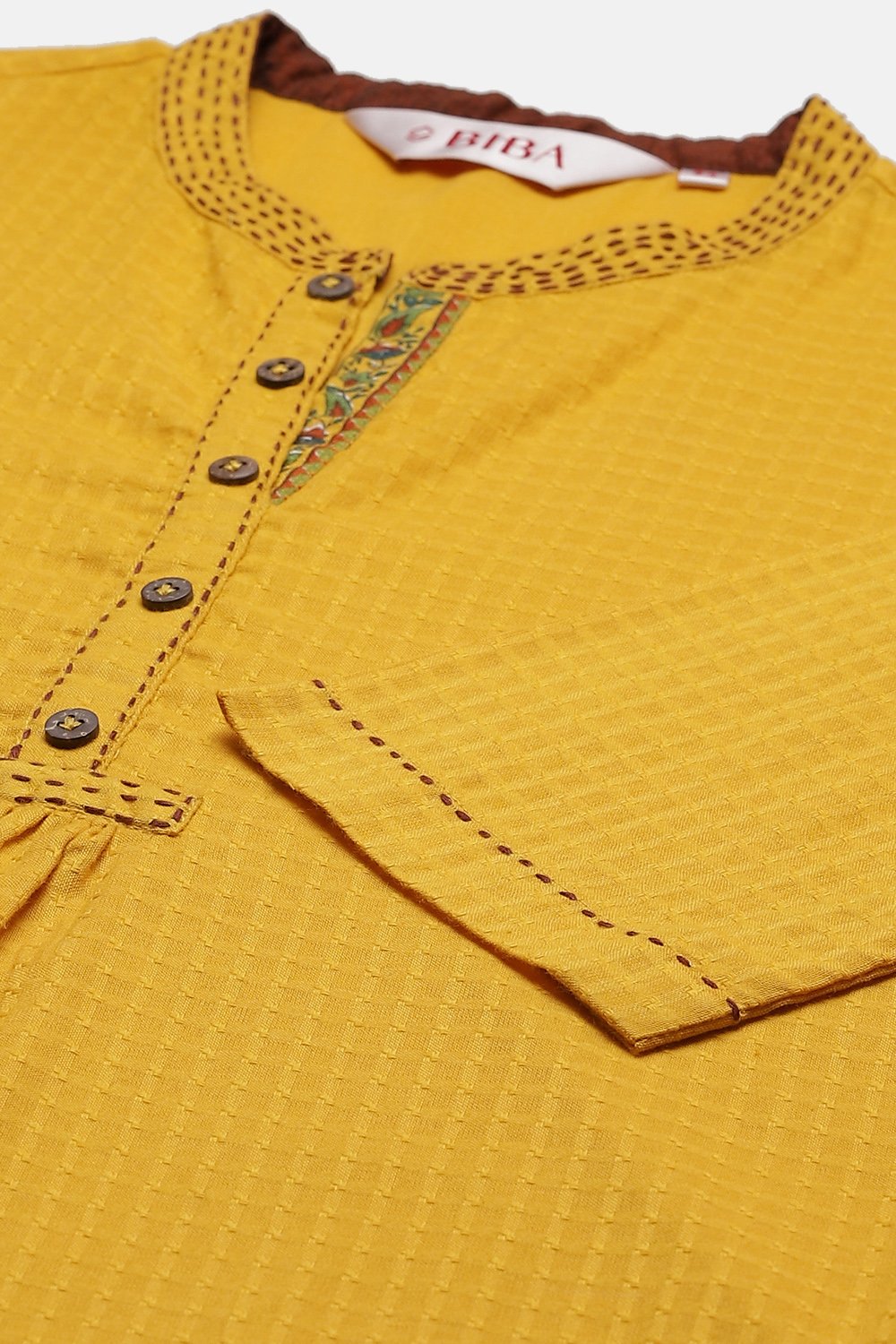 Ochre Cotton Straight Yarndyed Kurta image number 1