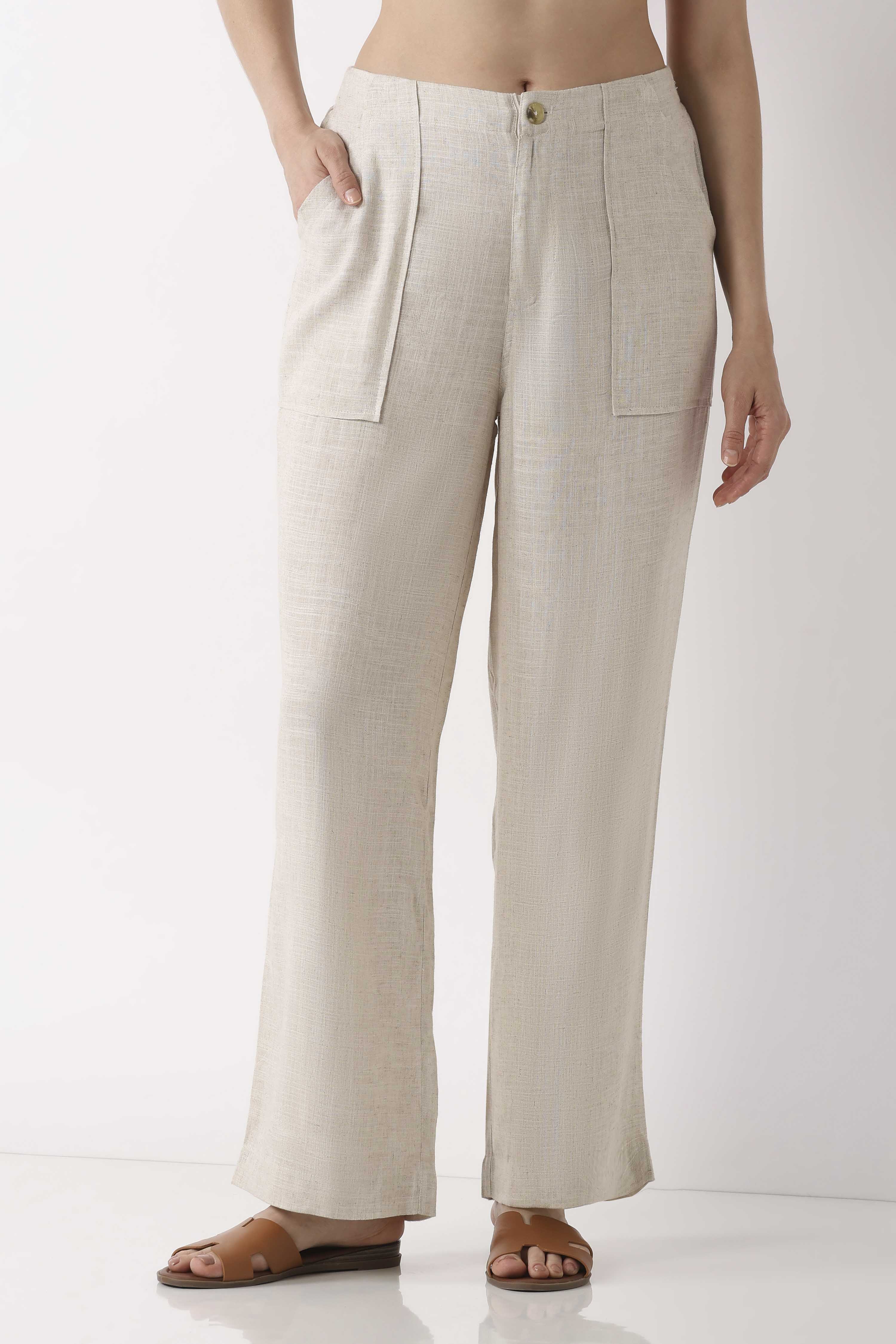 Natural Viscose Blend Loose Pants image number 4