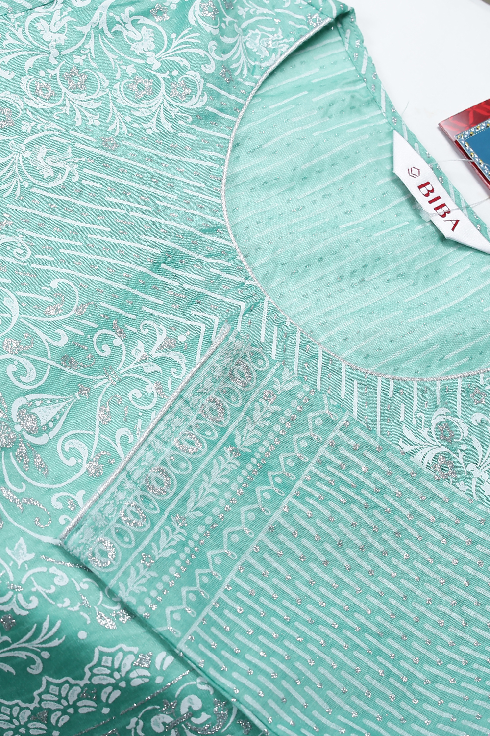 Peach Cotton Double Layered Printed Kurta image number 1