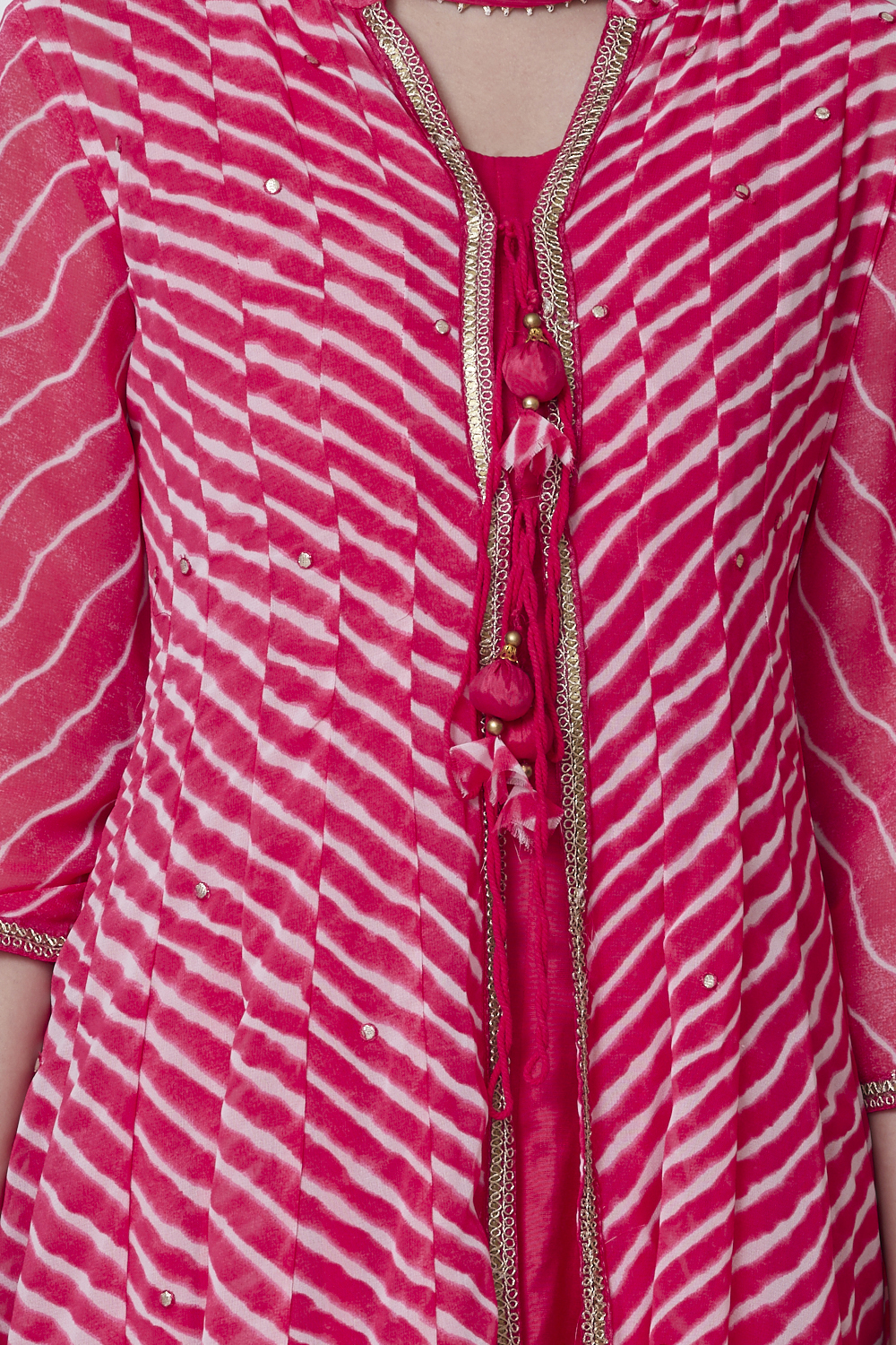 Pink Art Silk Front Open Kurta Churidar Suit Set image number 1