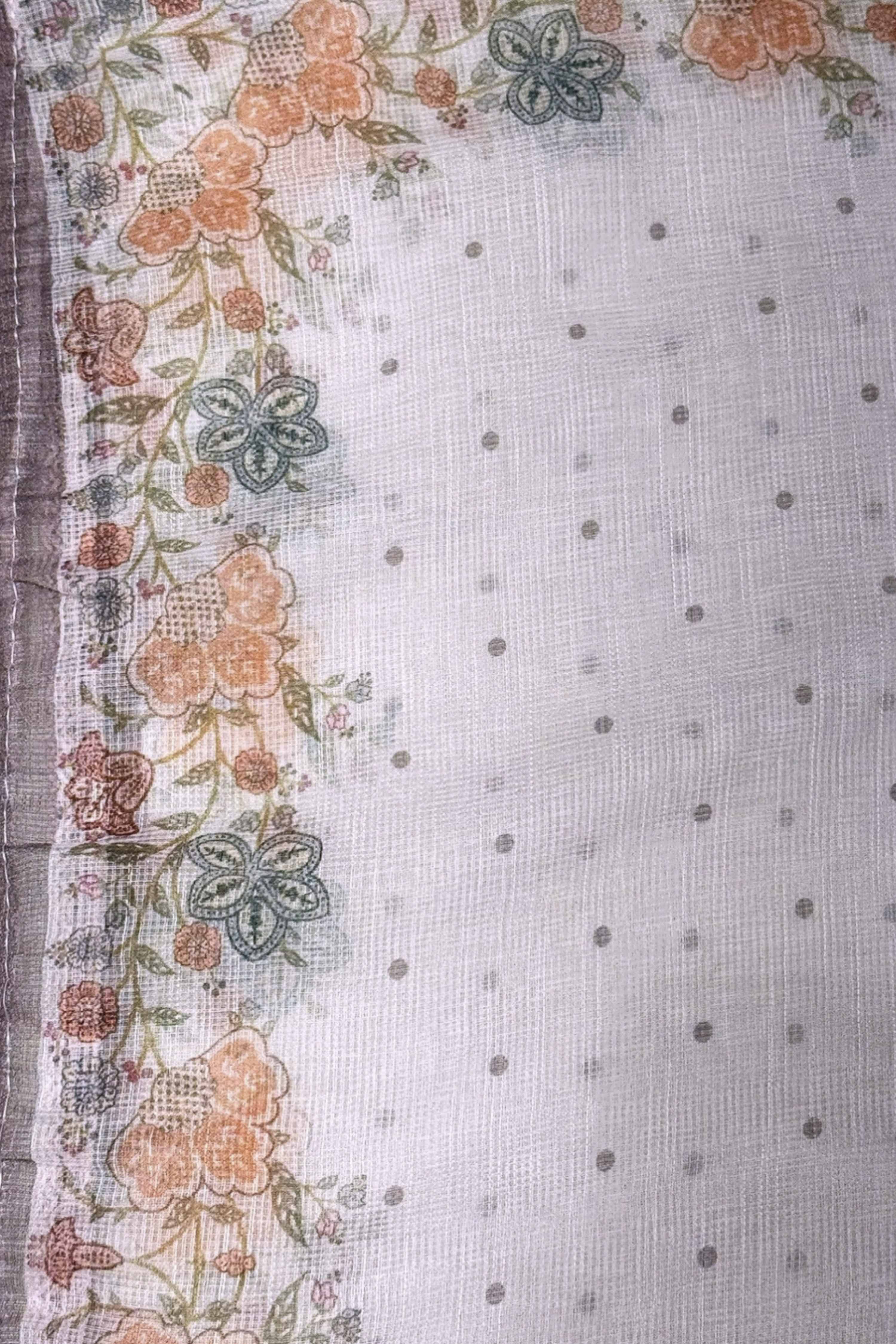 Purple Cotton Printed Unstitched Suit Set image number 4