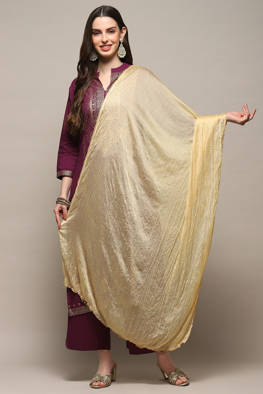 Off White Poly Chiffon Dupatta image number 0