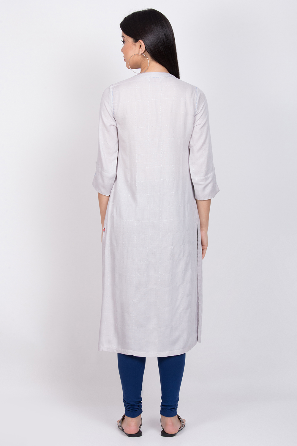 Ice Blue Rayon Straight Kurta image number 4