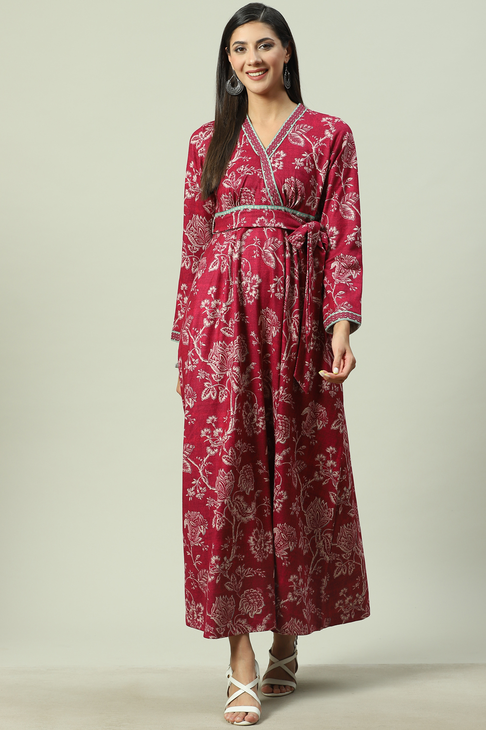 Indigo Pink Acrylic Flared Printed Dress image number 0