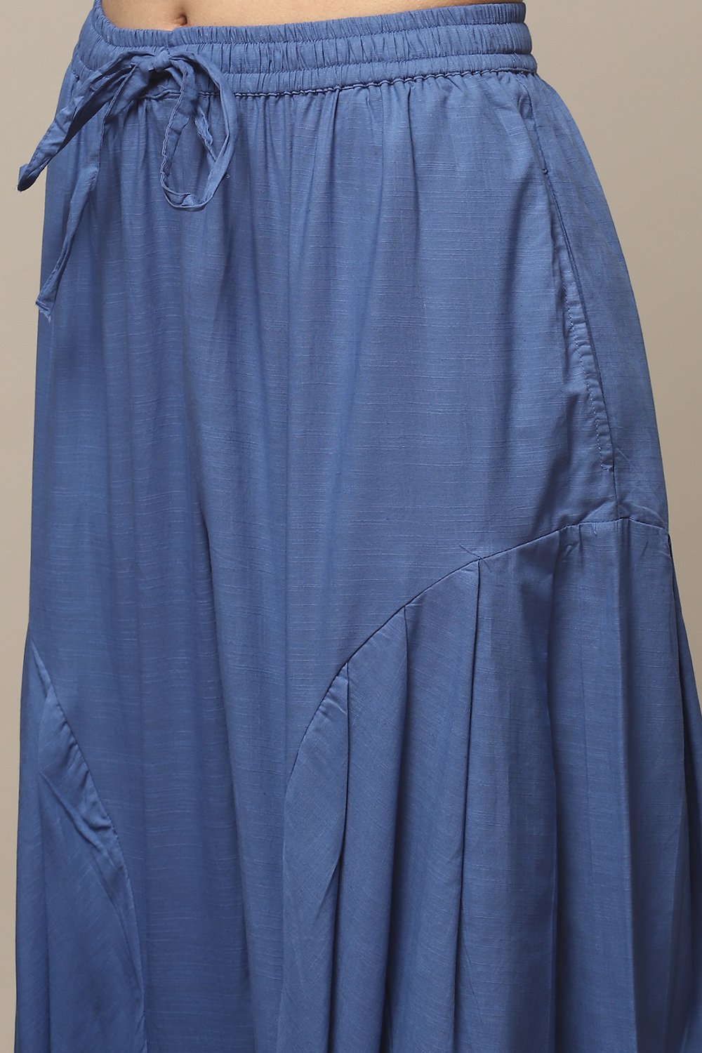 Blue Cotton Straight Kurta Cross Yoke Salwar Suit Set image number 3