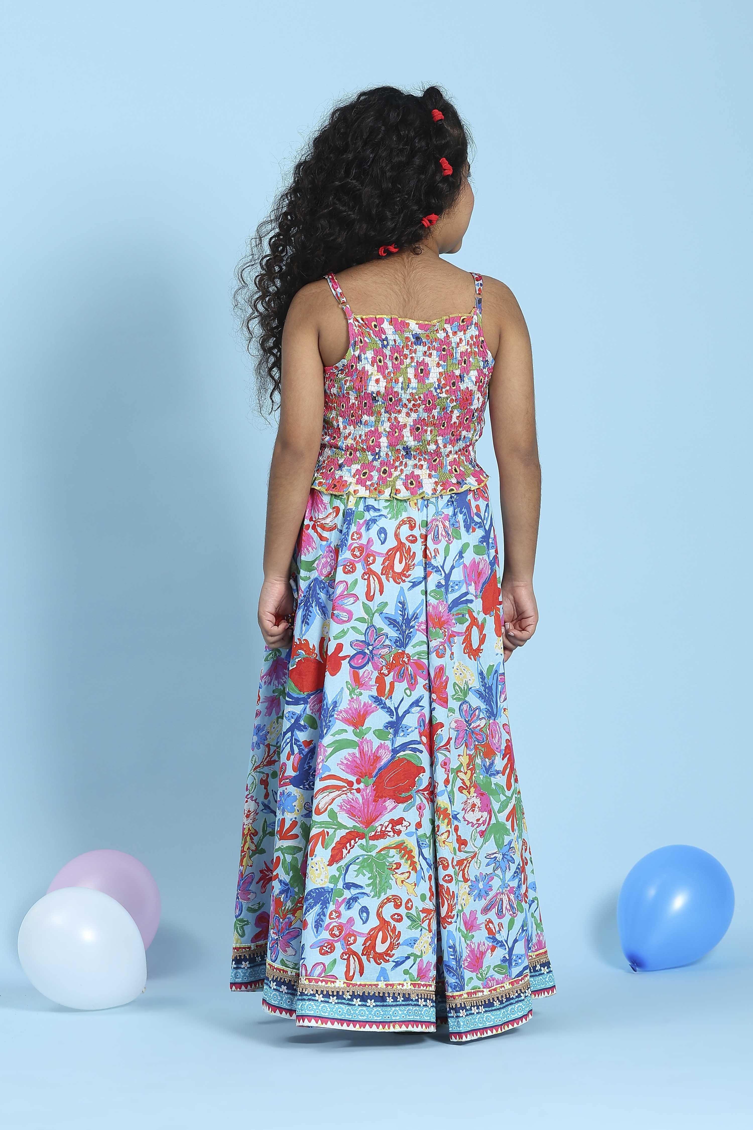 Light Pink Viscose Rayon Flared Printed Lehenga Set image number 4