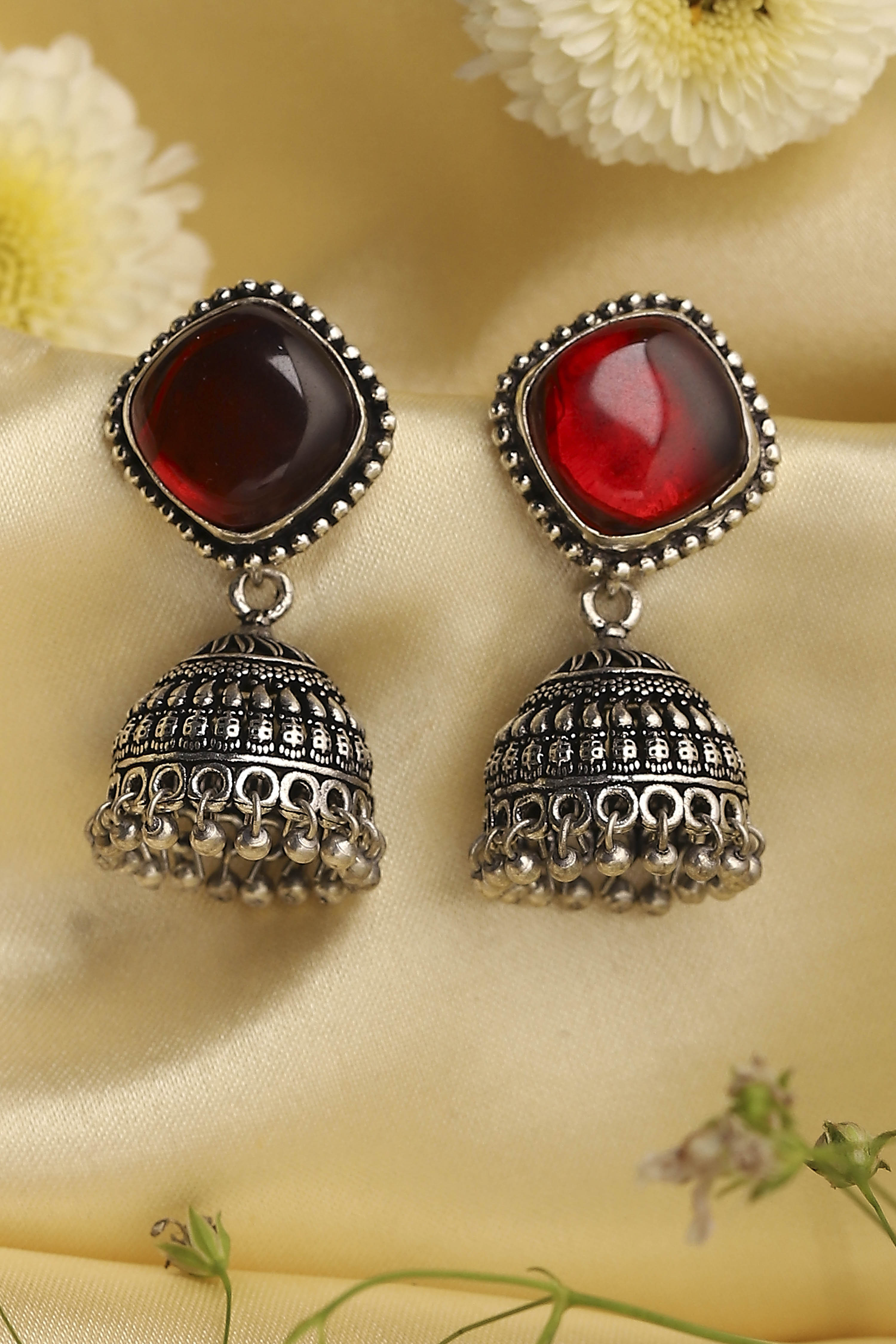 Red Brass Jhumka image number 0