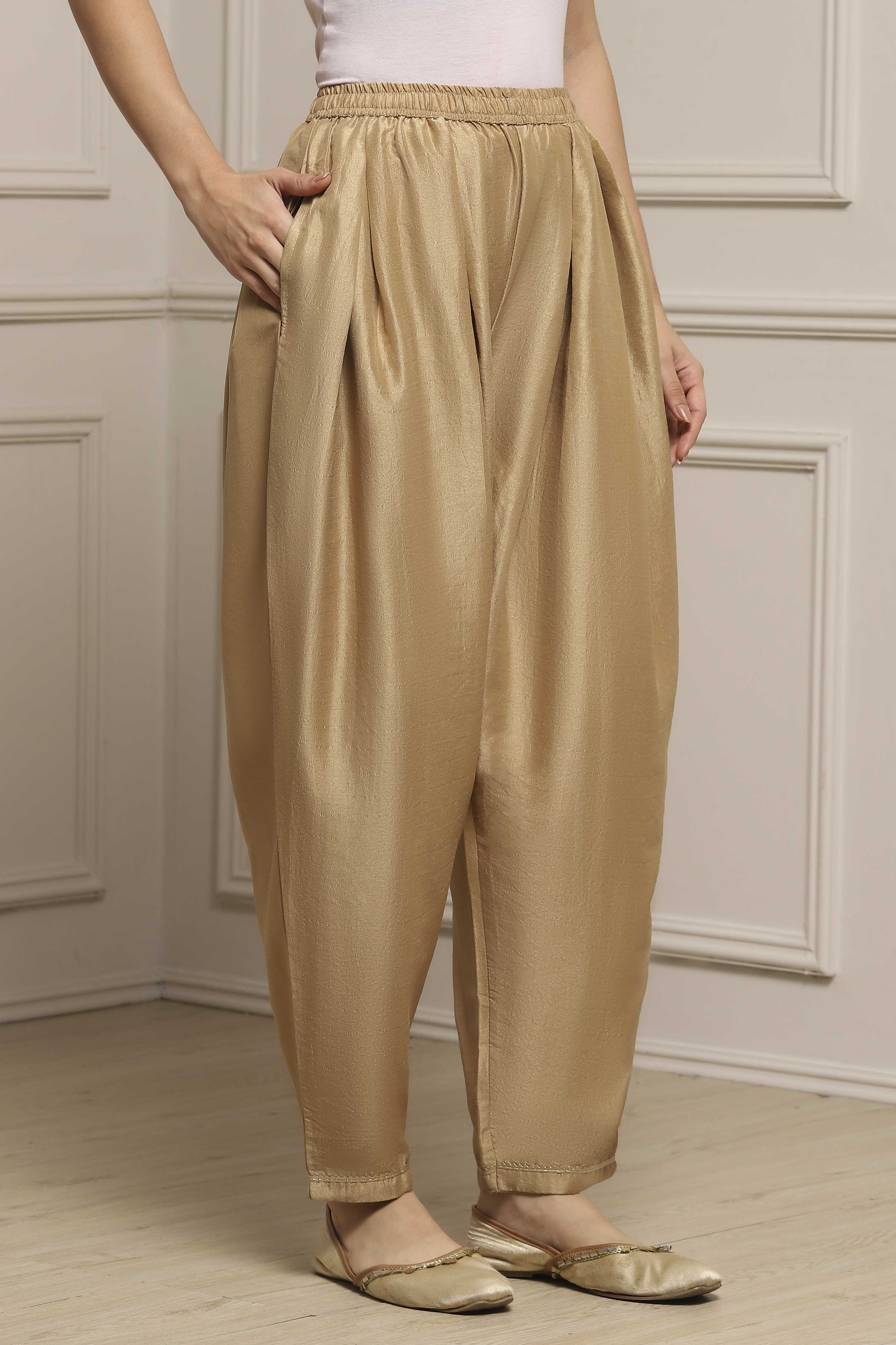 Gold Polyester Salwar image number 3