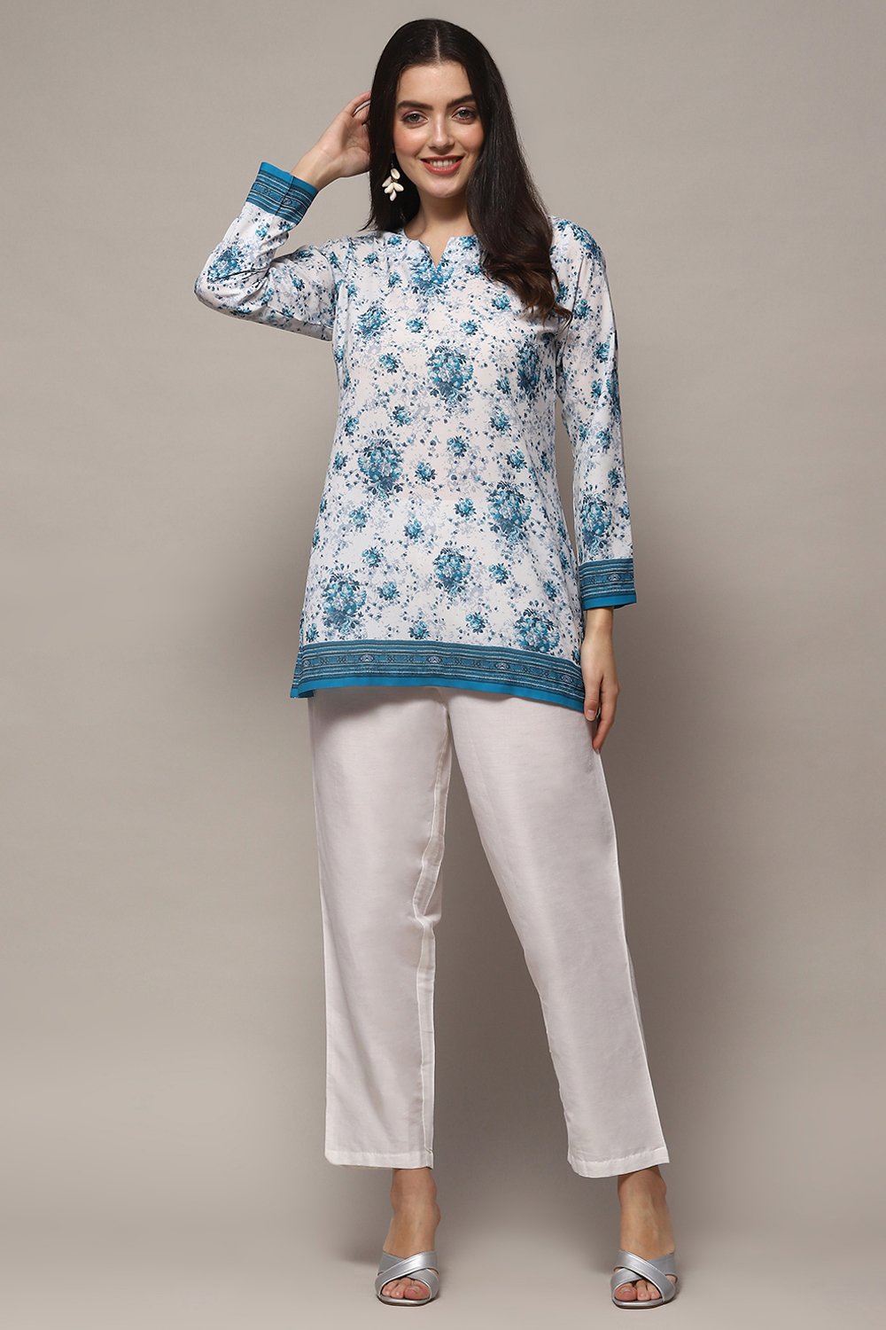 Indigo Polyester Straight Kurti image number 0