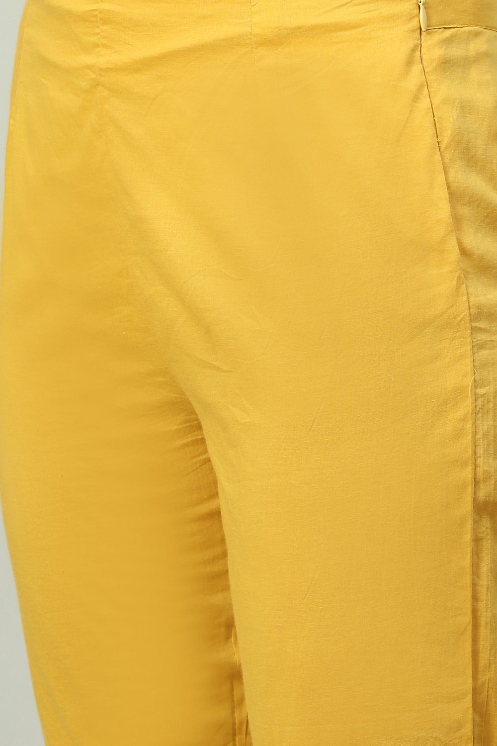 Mustard Art Silk Straight Kurta Slim Pant Suit Set image number 2