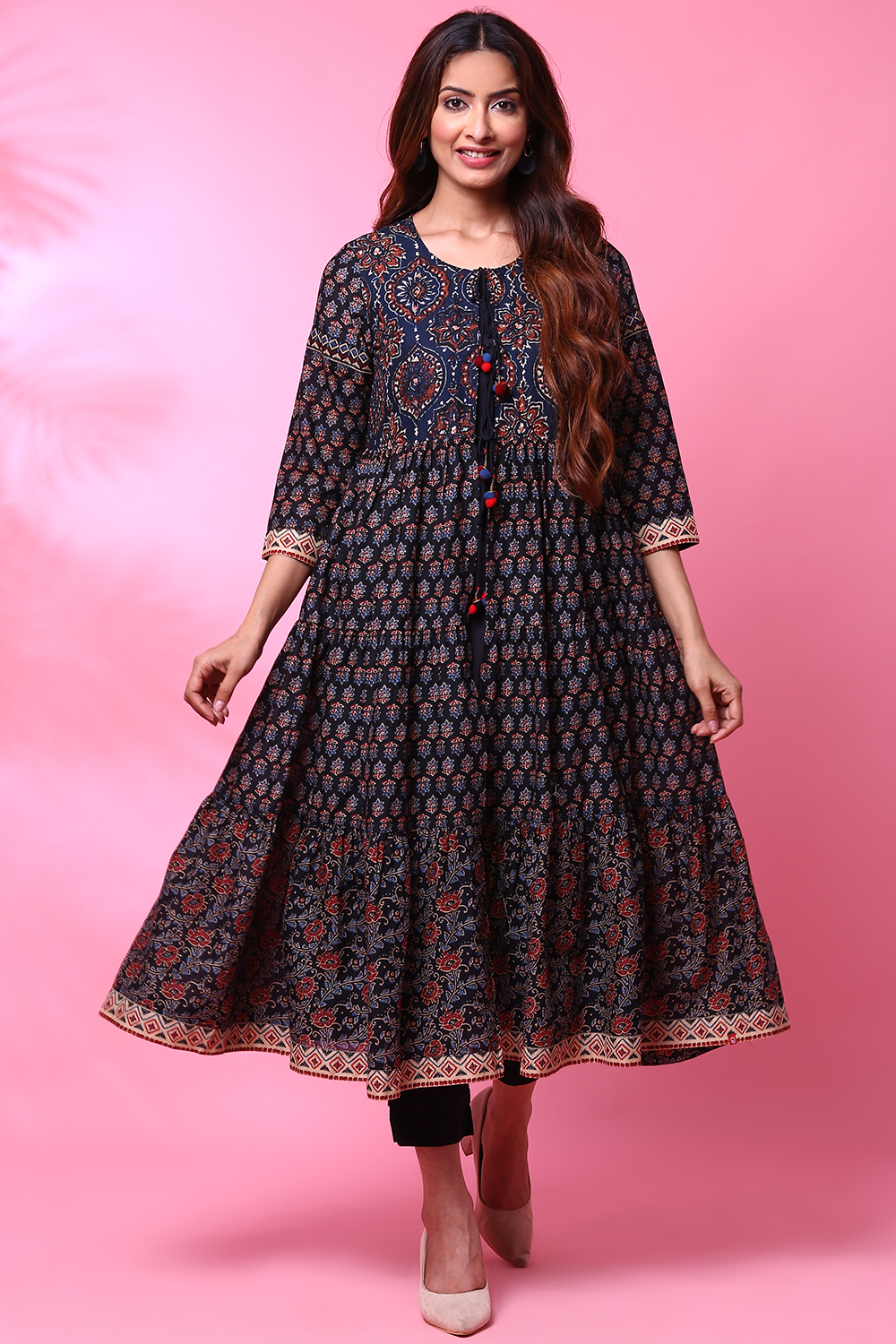 Buy Black Cotton Double Layered Printed Kurta for N/A0.0 |Biba India