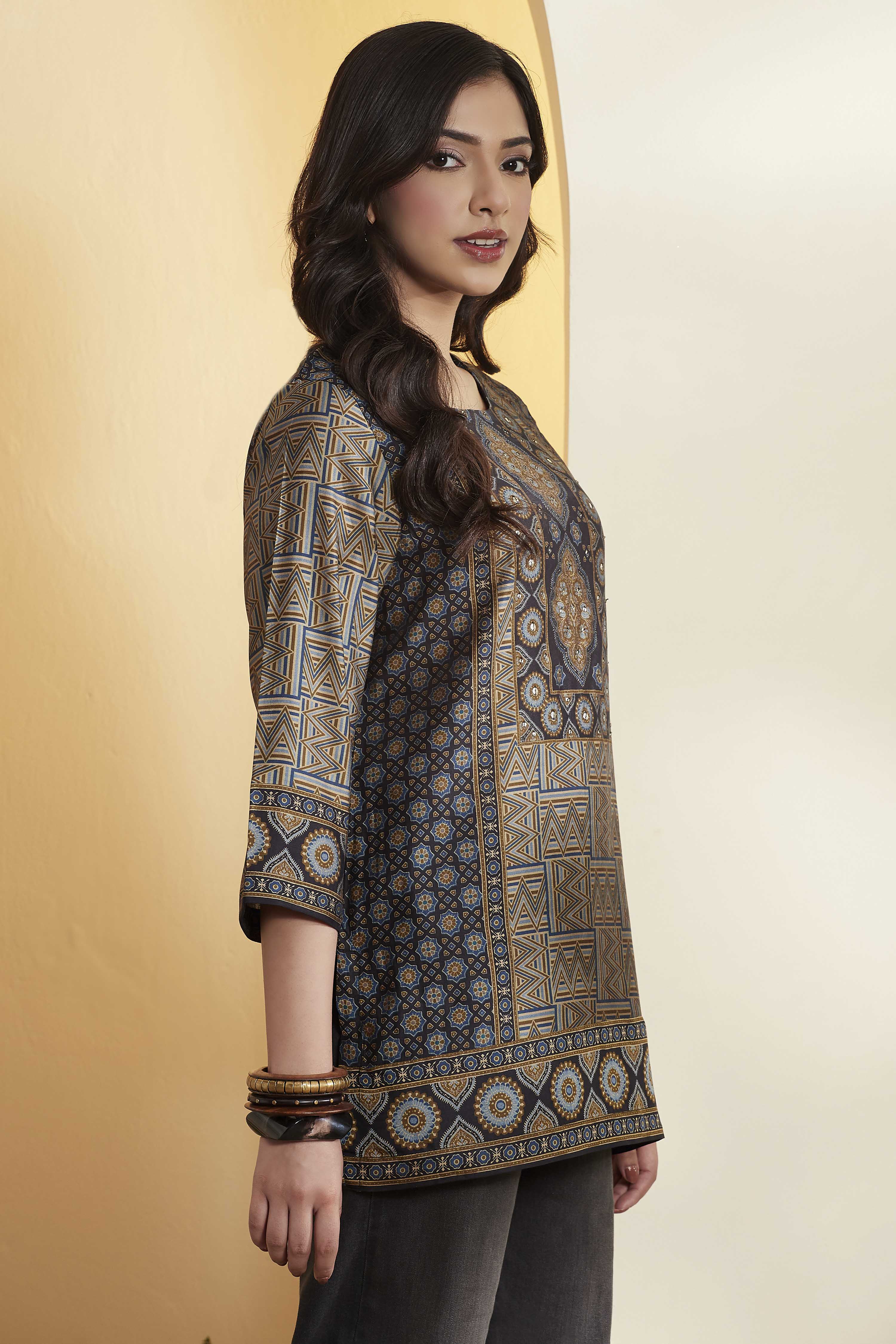 Blue Viscose Blend Straight Kurta image number 3